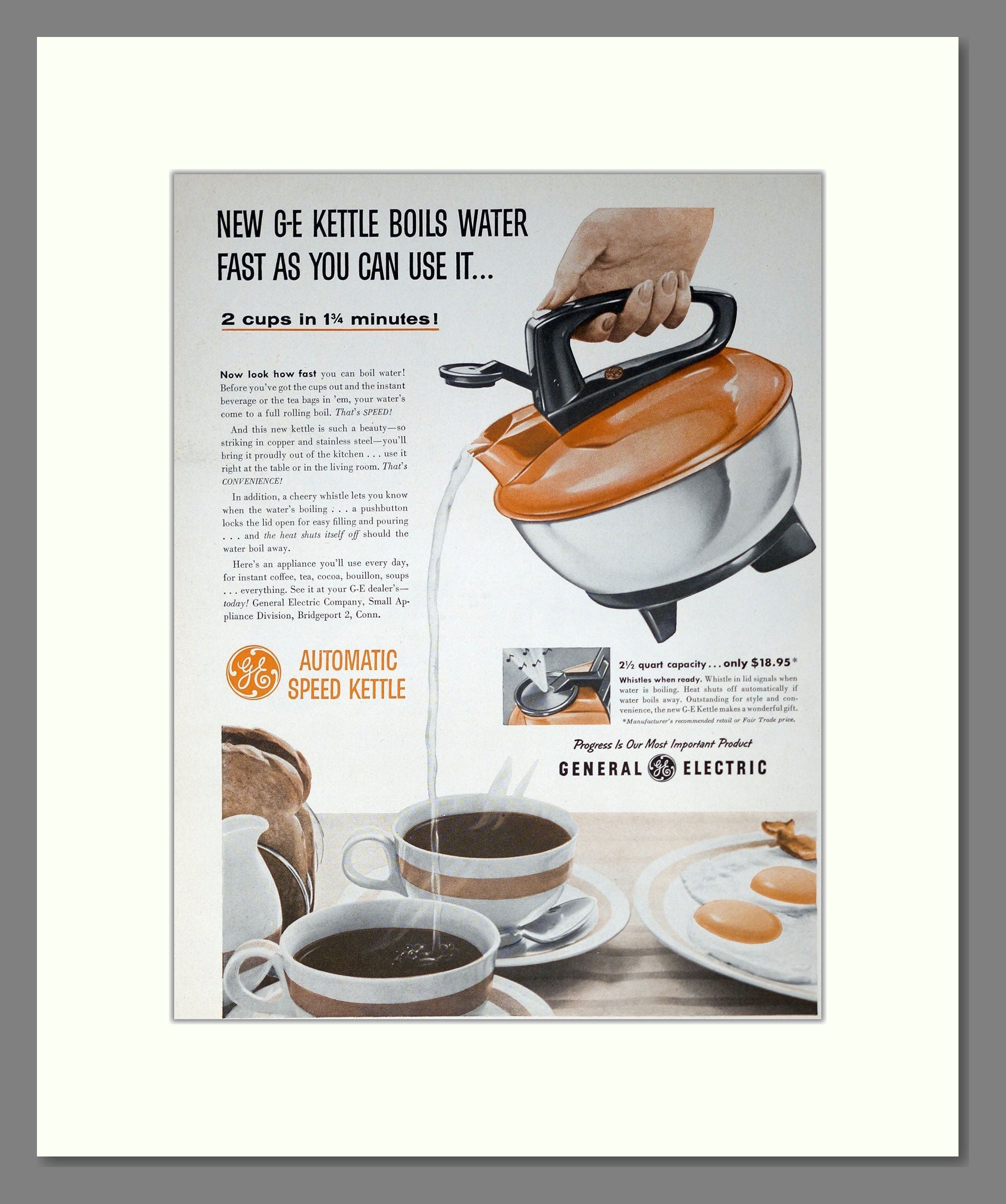 General Electric - Kettles. Vintage Advert 1955 (ref AD302523)