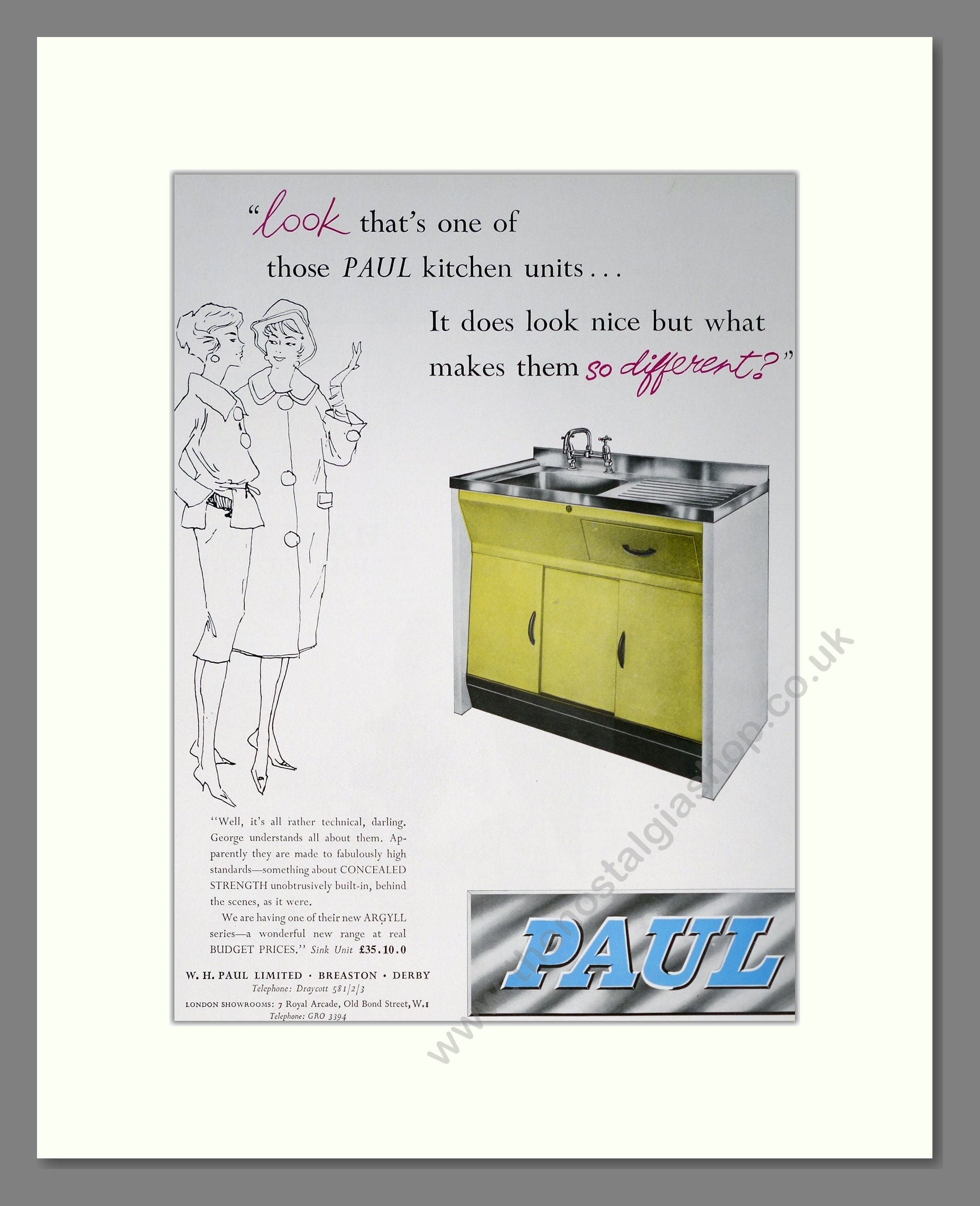 Paul Kitchens - Kitchen Units. Vintage Advert 1960 (ref AD302534)