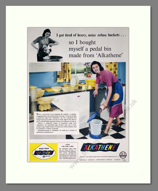 Alkathene - Pedal Bin. Vintage Advert 1957 (ref AD302540)