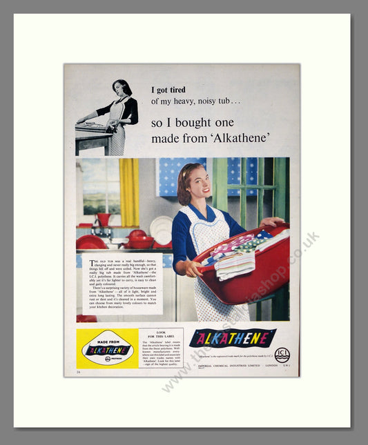 Alkathene - Washing Basket. Vintage Advert 1957 (ref AD302541)