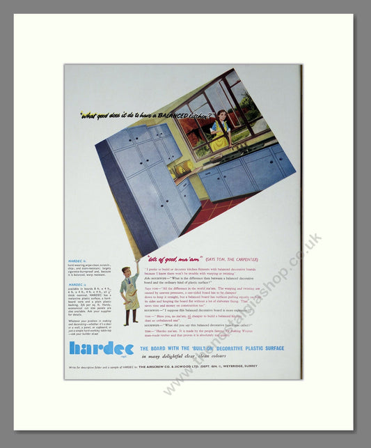 Hardec - Kitchen Units. Vintage Advert 1955 (ref AD302545)