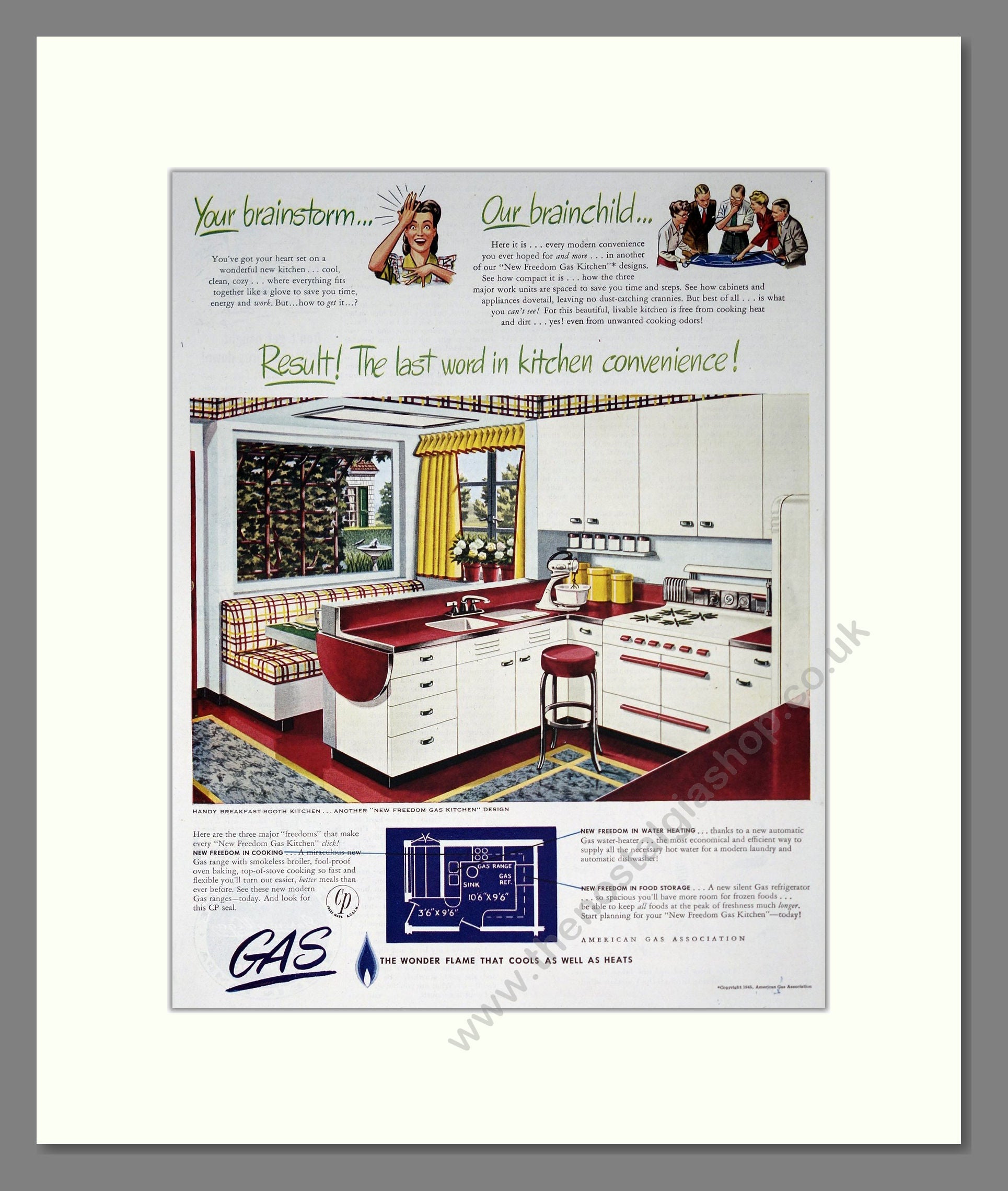 American Gas - Kitchens. Vintage Advert 1945 (ref AD302559)