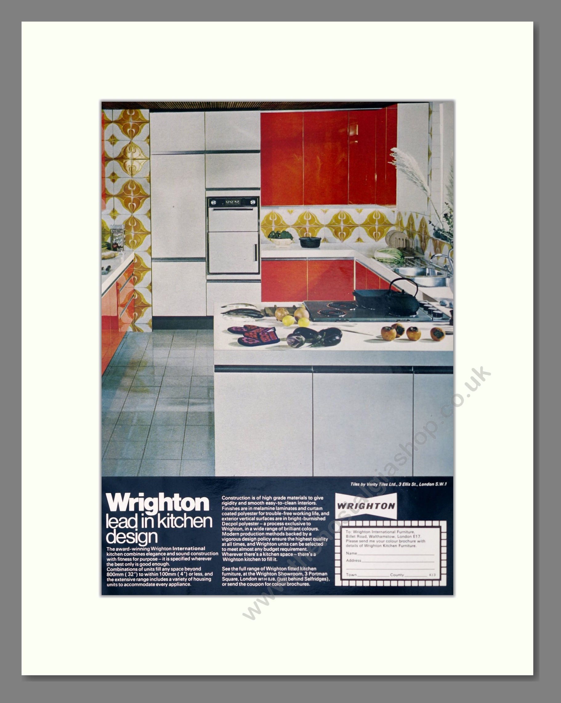 Wrighton - Kitchen Units. Vintage Advert 1972 (ref AD302568)