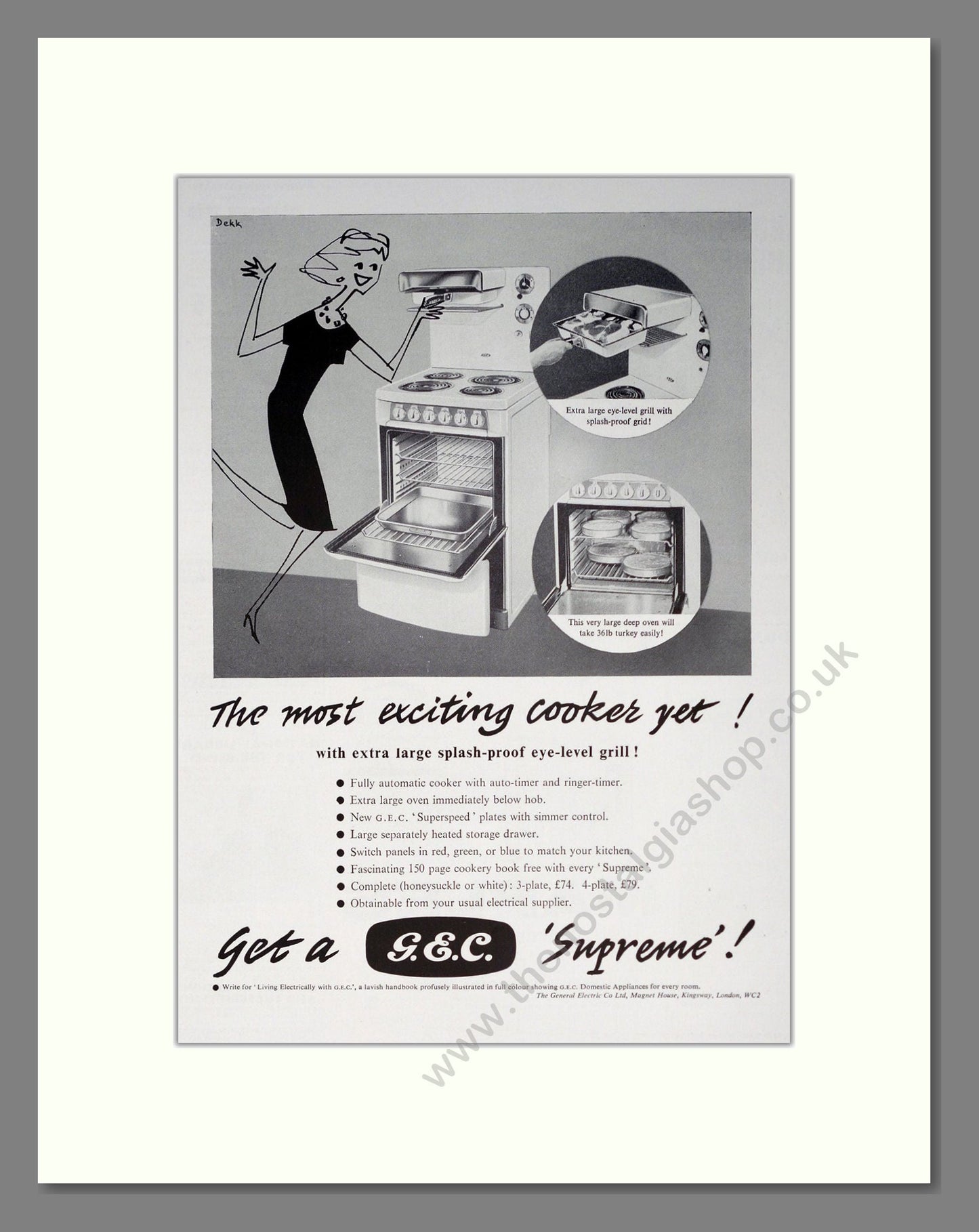 General Electric - Cookers. Vintage Advert 1959 (ref AD302570)