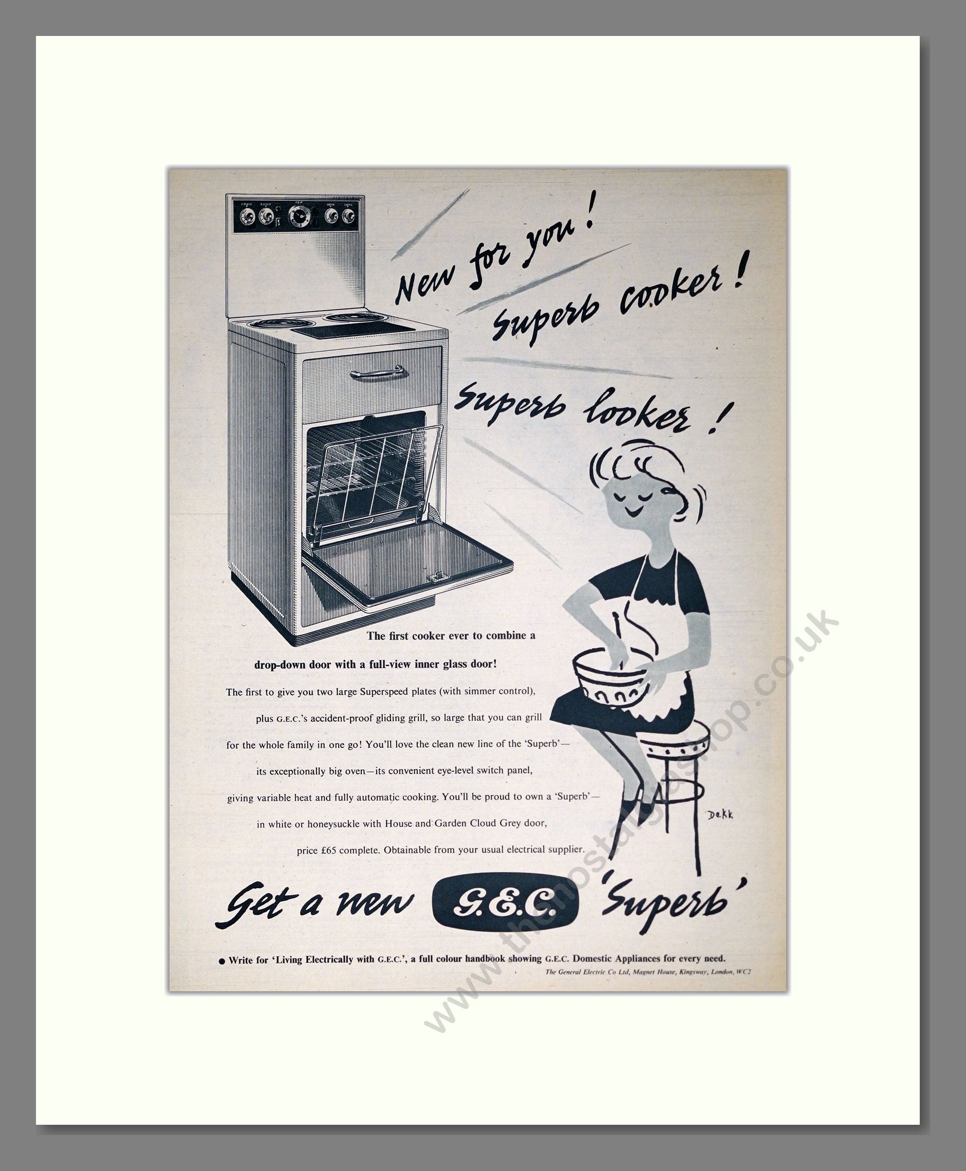 General Electric - Superb Cookers. Vintage Advert 1959 (ref AD302572)