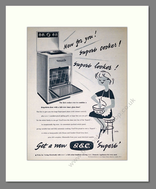 General Electric - Superb Cookers. Vintage Advert 1959 (ref AD302572)