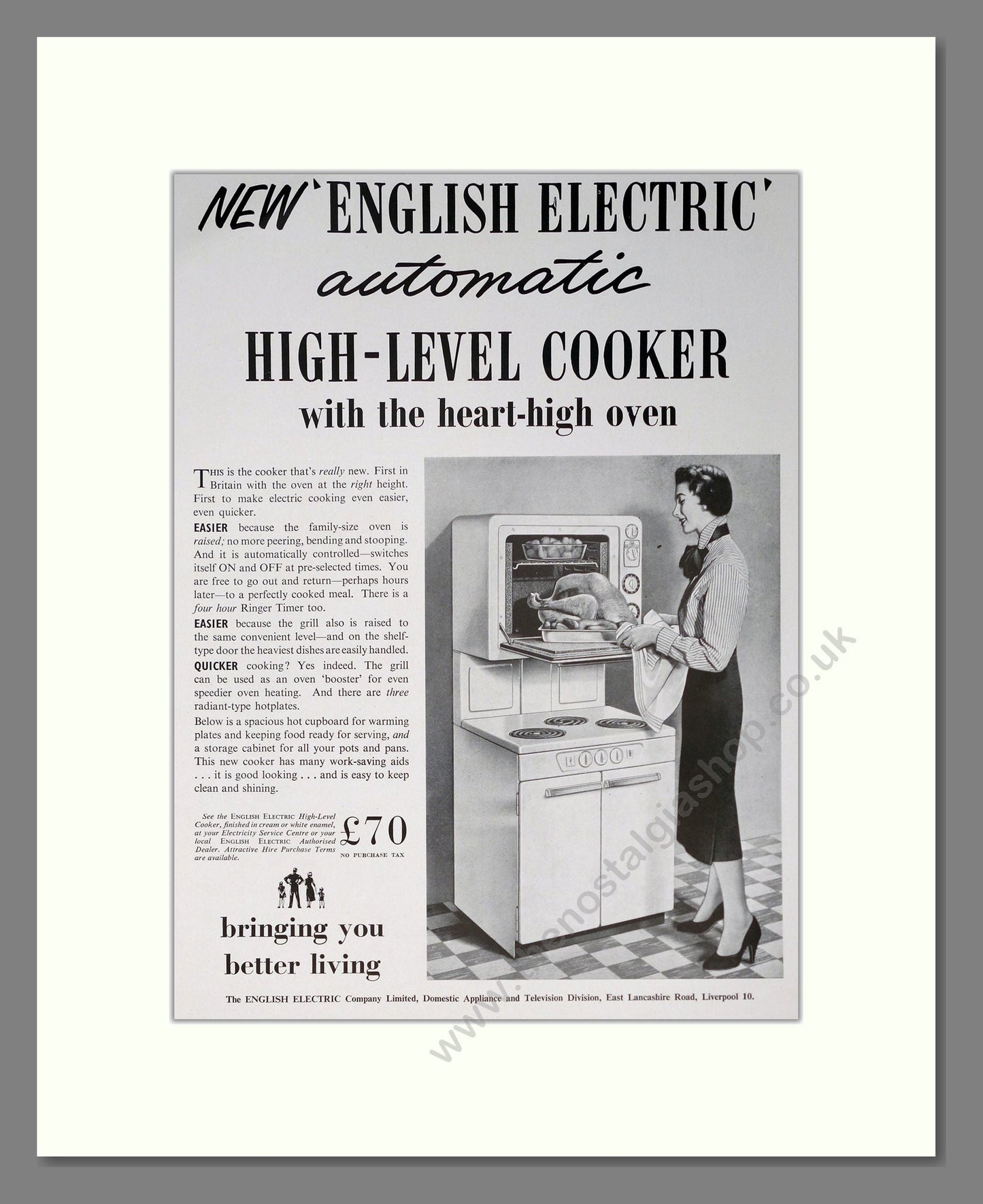 English Electric - Cookers. Vintage Advert 1955 (ref AD302574)