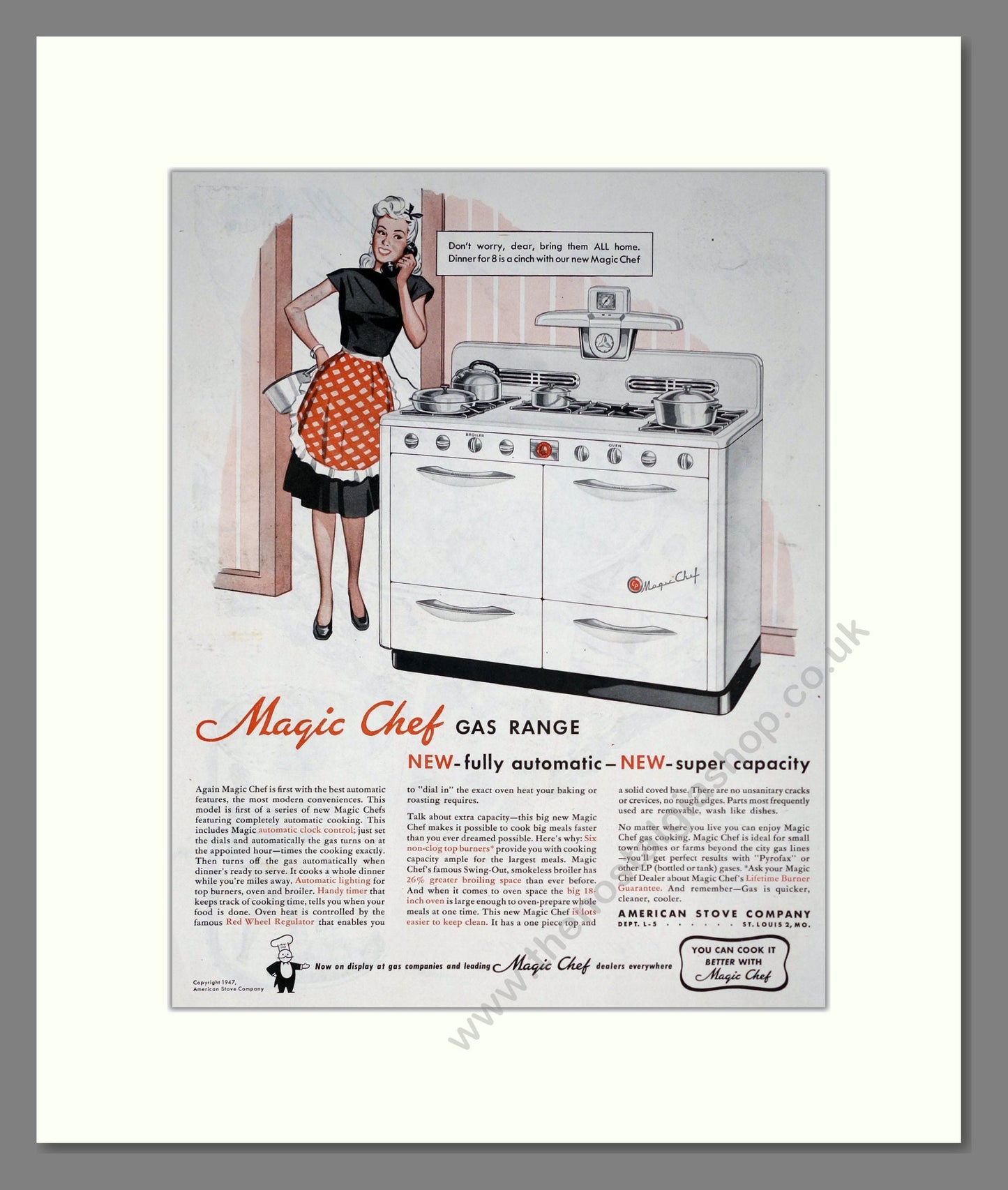 Magic Chef - Range Cooker. Vintage Advert 1947 (ref AD302585)