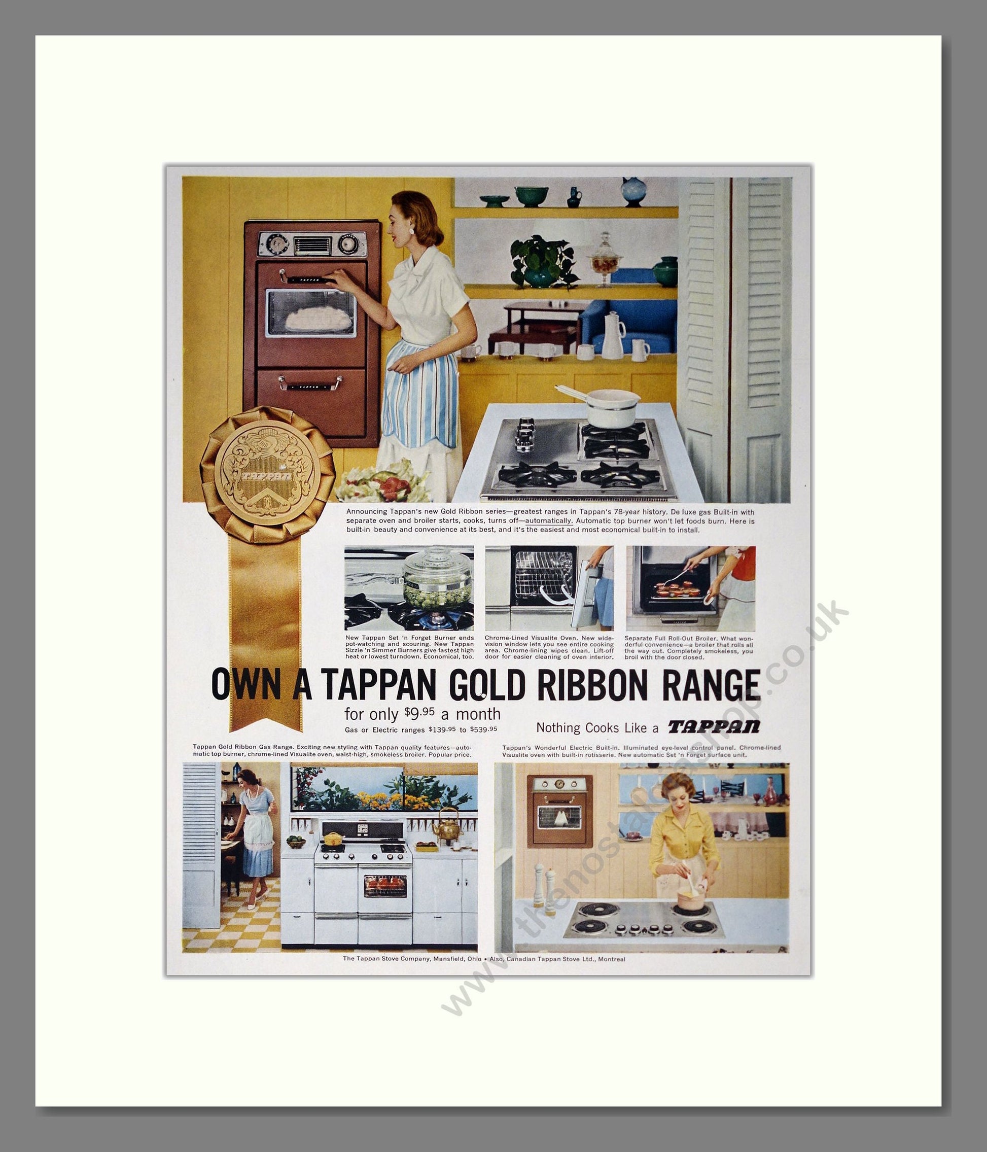 Tappan - Gold Ribbon Range. Vintage Advert 1957 (ref AD302587)