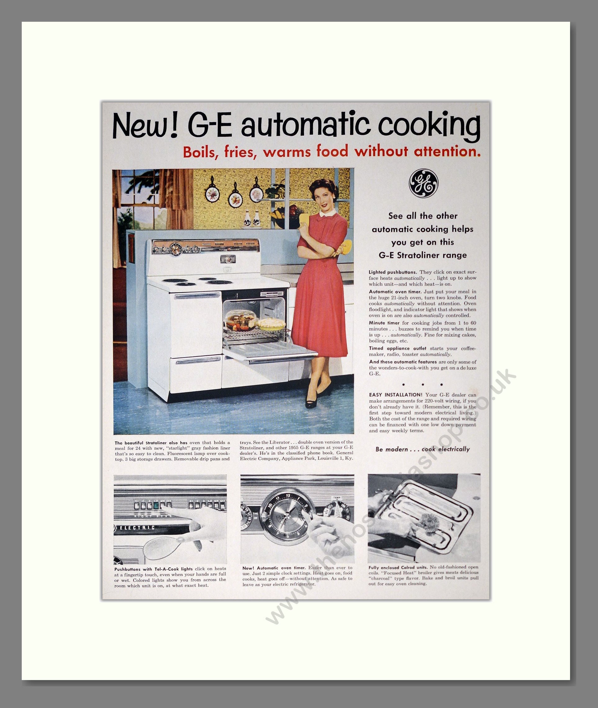 General Electric - Cookers. Vintage Advert 1955 (ref AD302599)