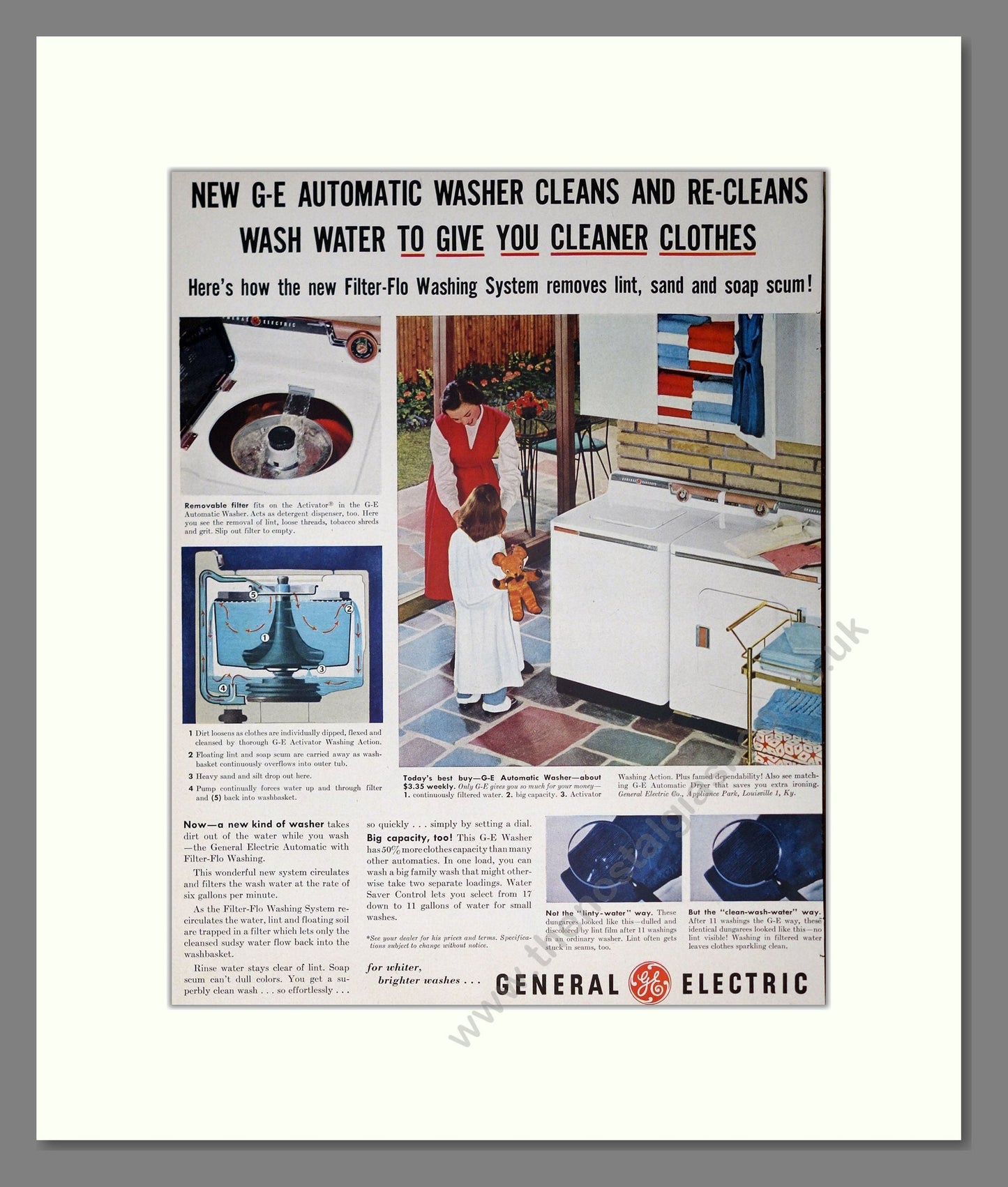 General Electric - Washing Machine. Vintage Advert 1955 (ref AD302612)