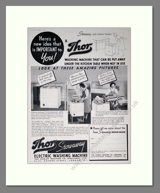 Thor - Stowaway Washing Machine. Vintage Advert 1938 (ref AD302623)