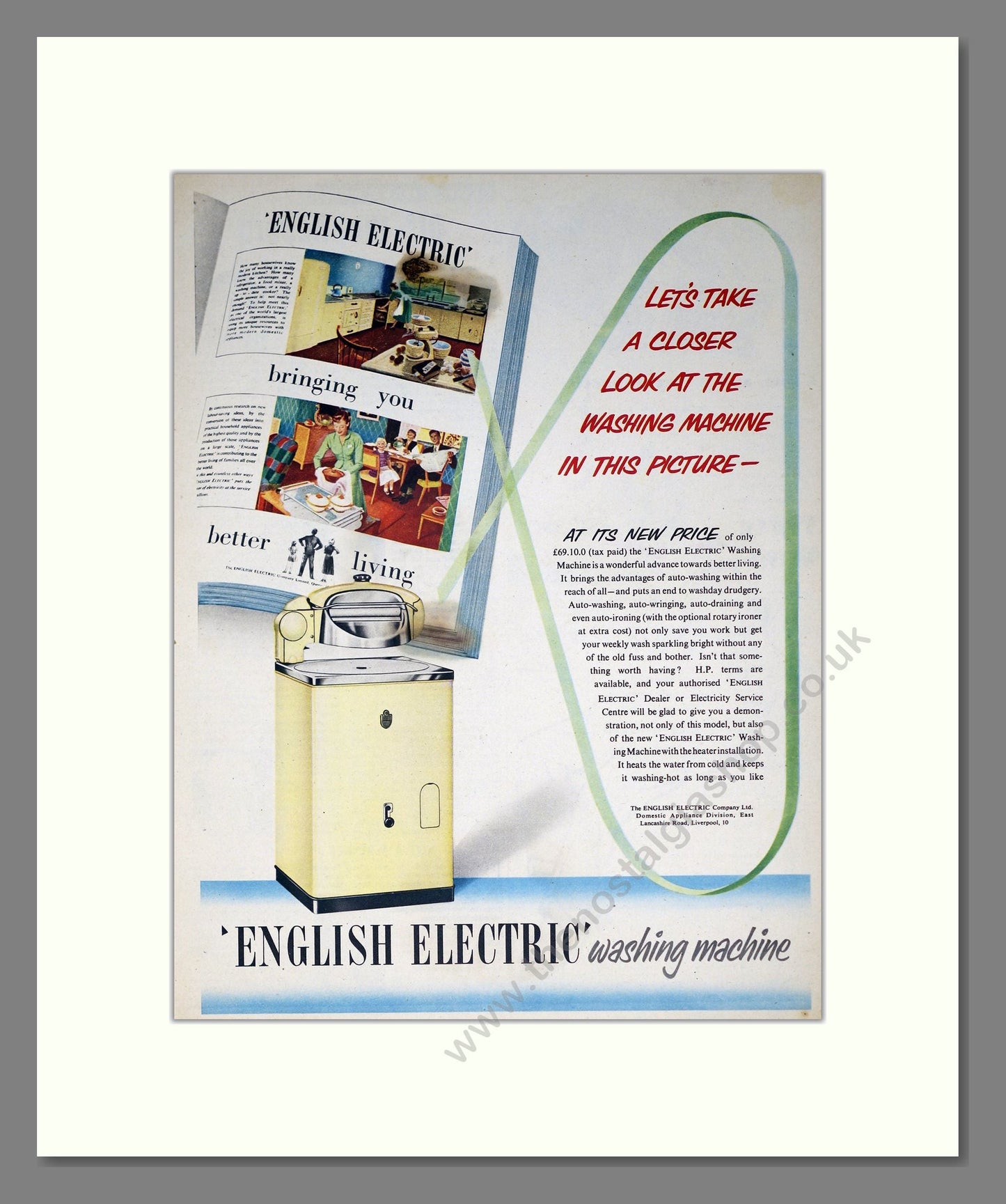 English Electric - Washing Machine. Vintage Advert 1953 (ref AD302629)