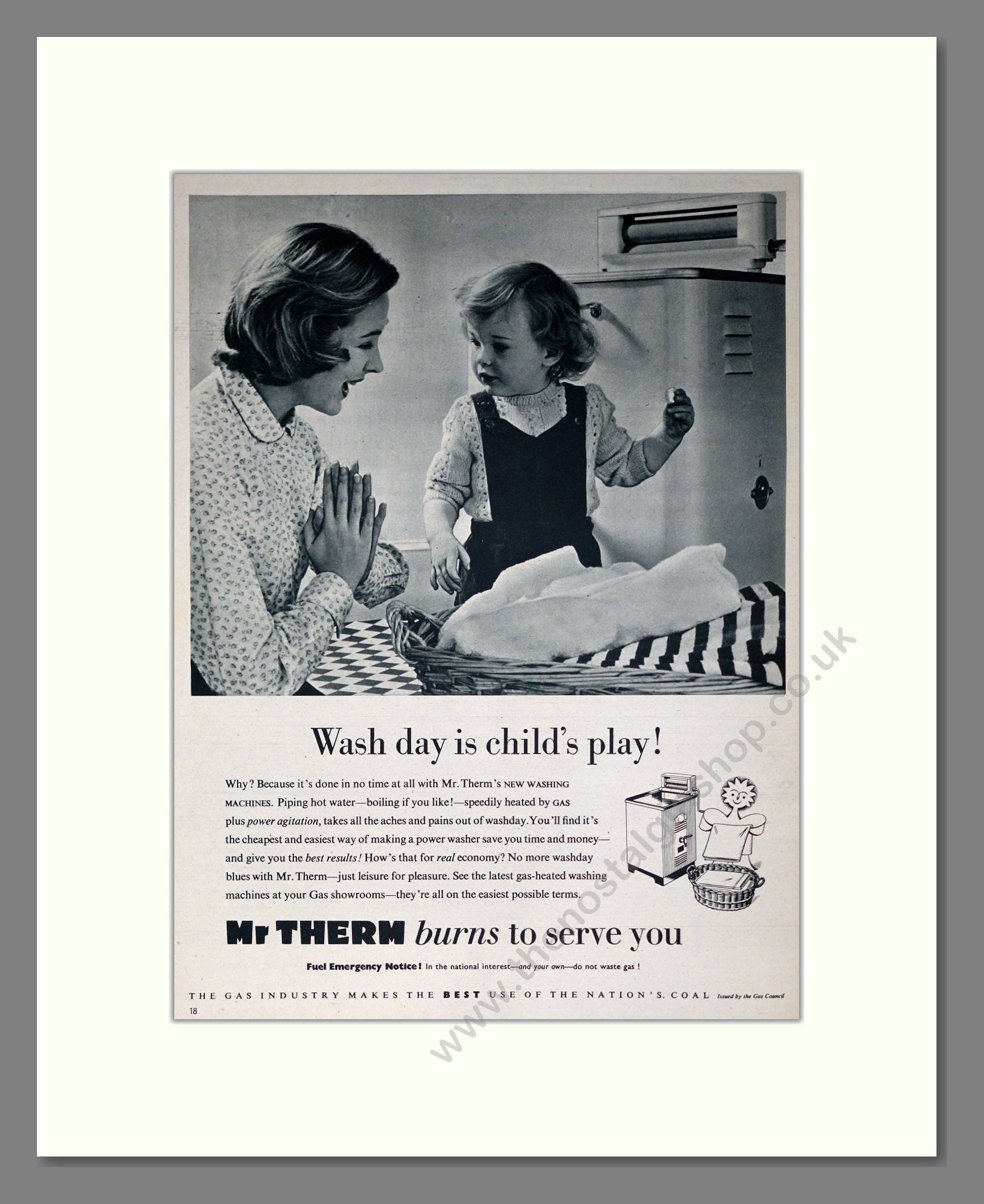 Mr Therm - Washing Machine. Vintage Advert 1957 (ref AD302633)