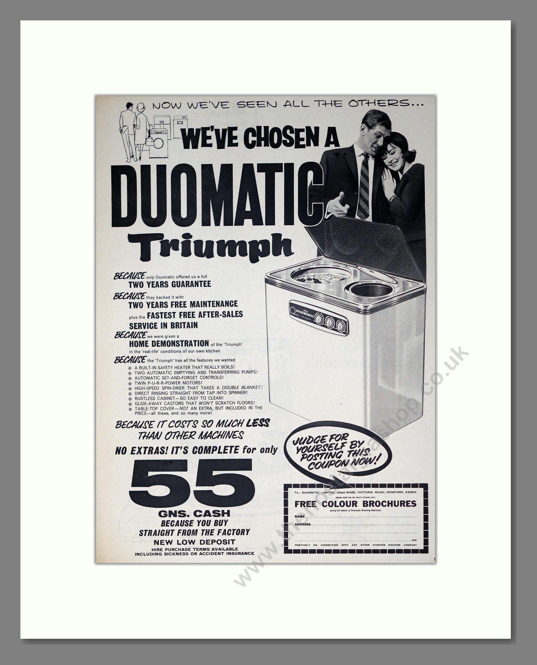 Duomatic - Triumph Washing Machine. Vintage Advert 1963 (ref AD302646)