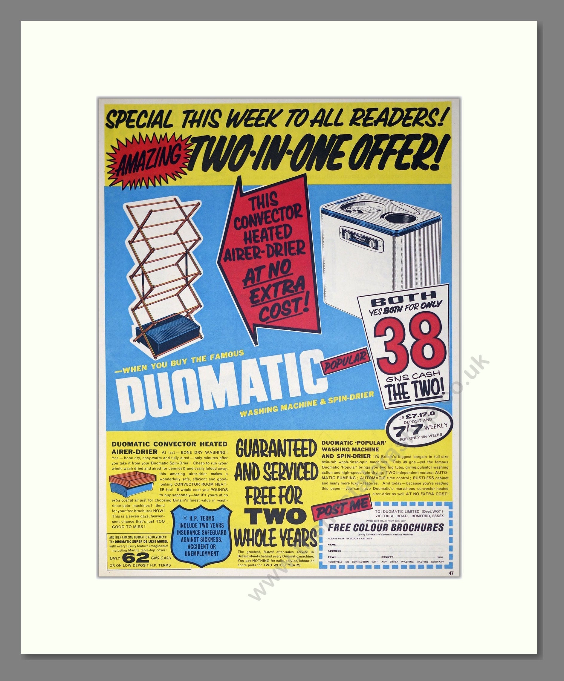 Duomatic - Washing Machine. Vintage Advert 1963 (ref AD302649)