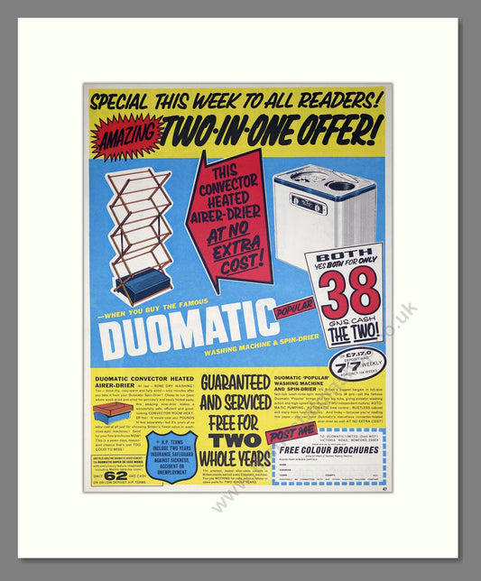 Duomatic - Washing Machine. Vintage Advert 1963 (ref AD302649)