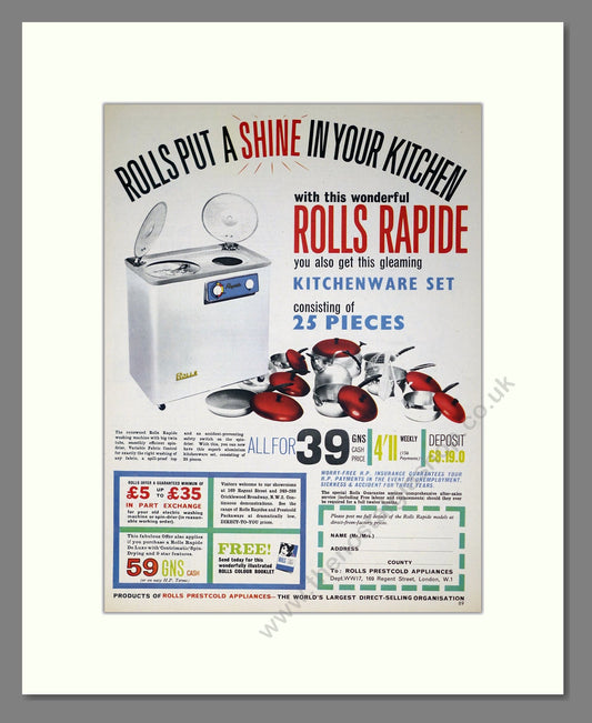 Rolls - Rapide Washing Machine. Vintage Advert 1963 (ref AD302654)