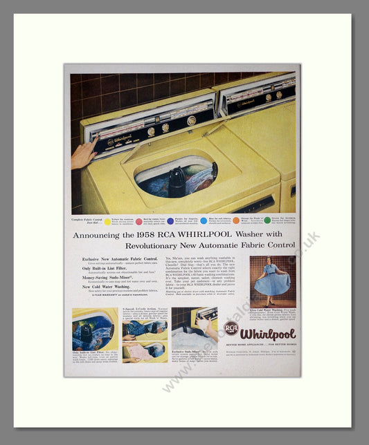 RCA - Whirlpool Washing Machine. Vintage Advert 1958 (ref AD302656)