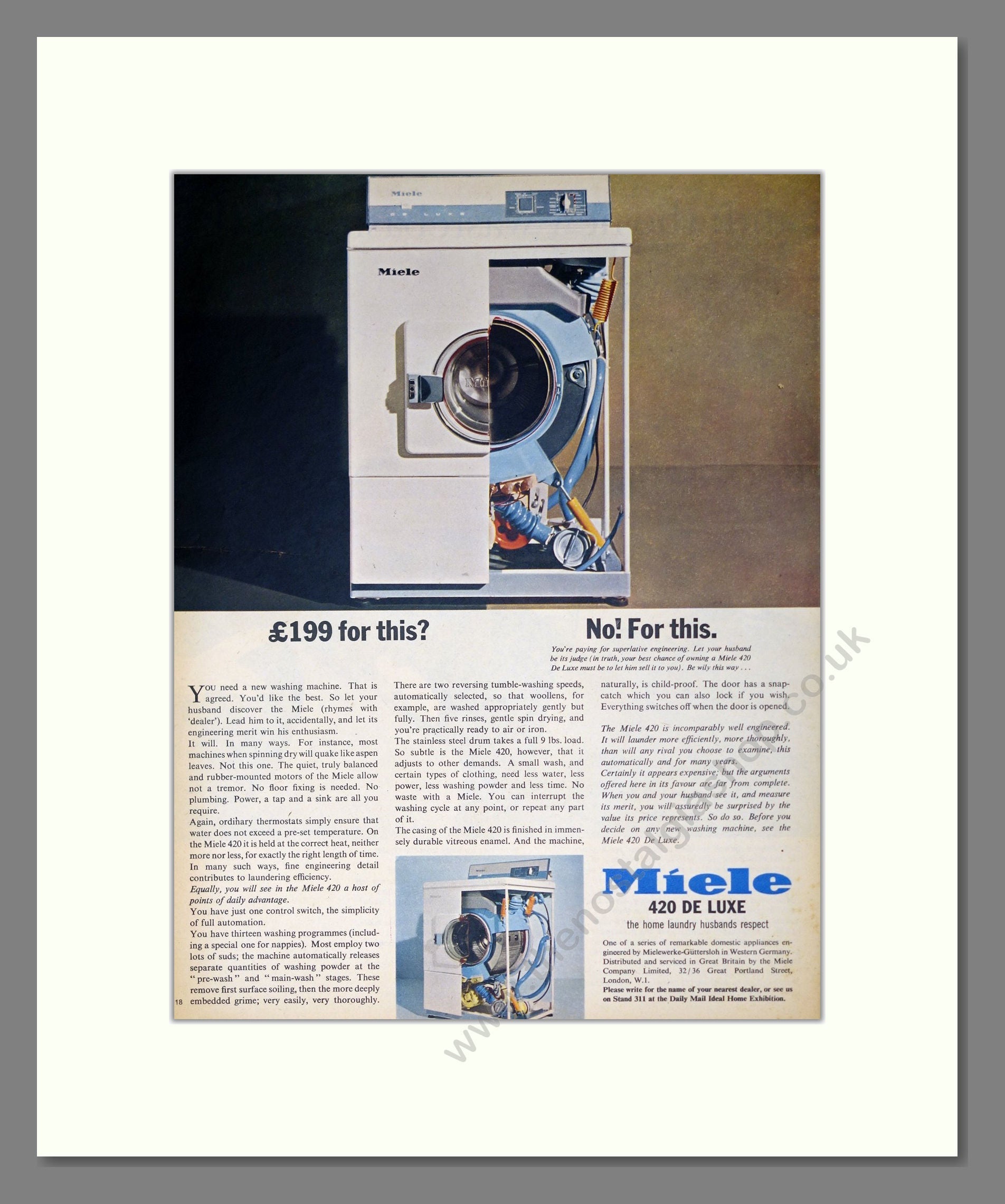 Miele - De Luxe Washing Machine. Vintage Advert 1964 (ref AD302660)