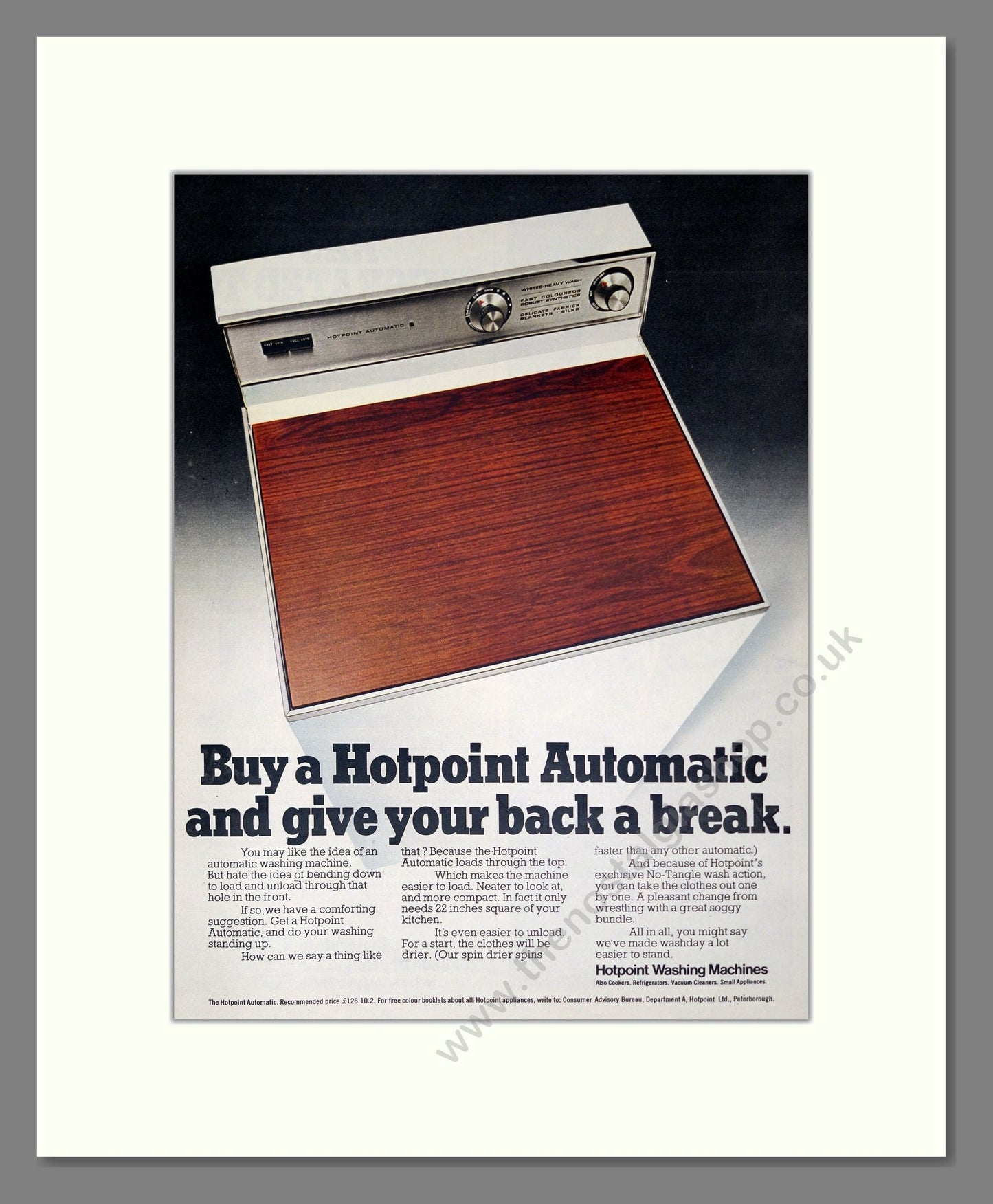 Hotpoint - Automatic Washing Machine. Vintage Advert 1969 (ref AD302661)