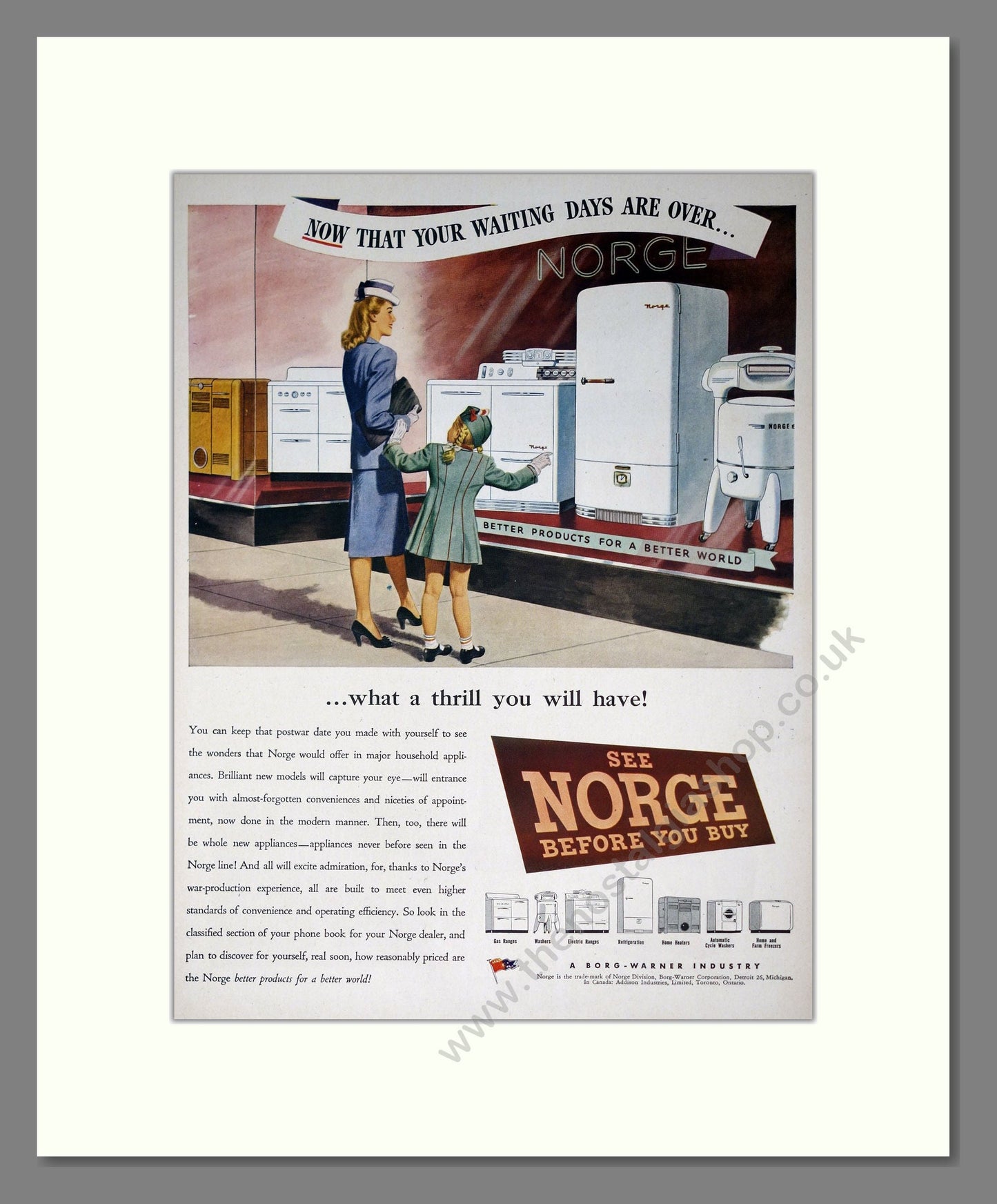 Norge - Kitchen Appliances. Vintage Advert 1946 (ref AD302664)