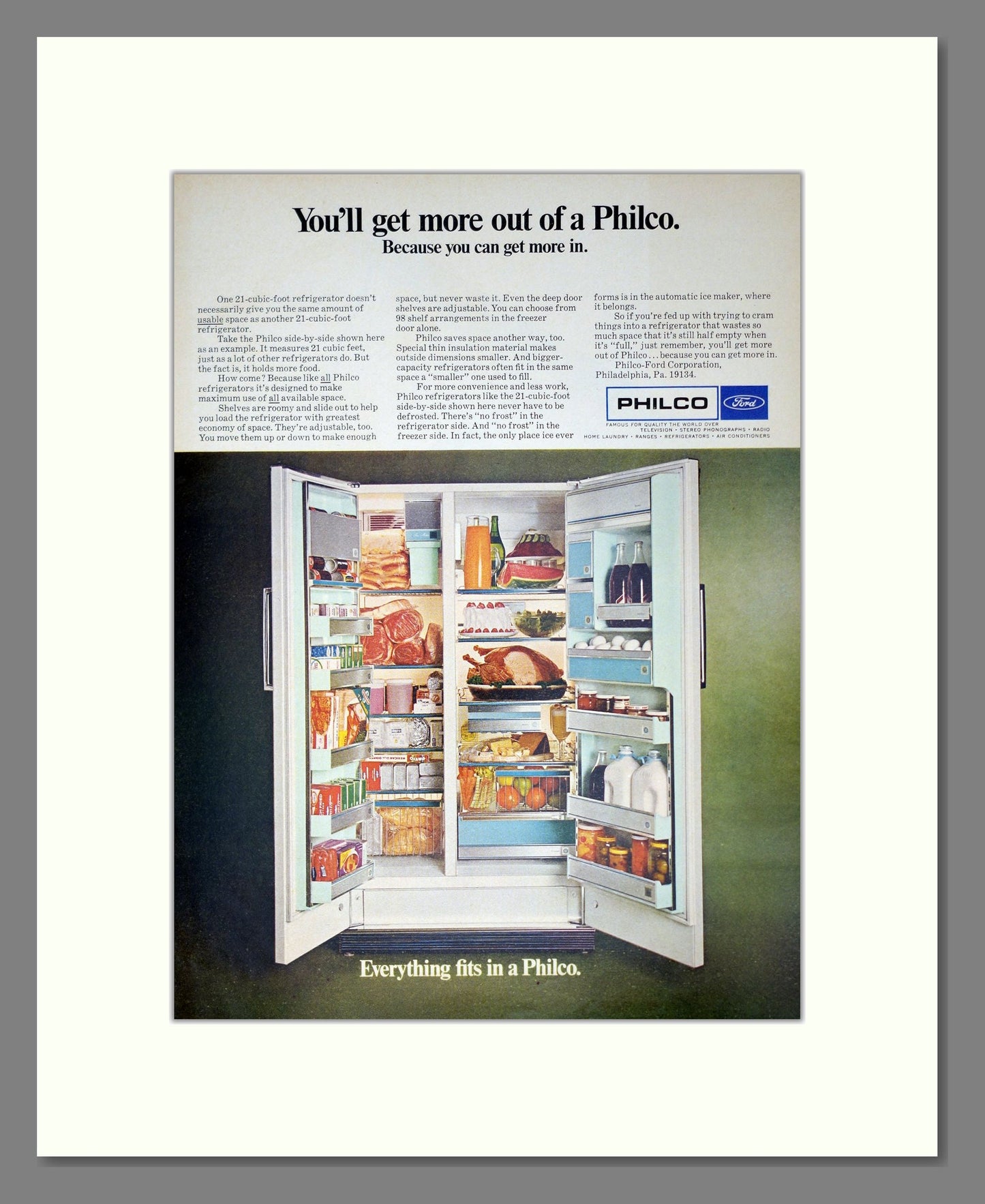 Philco - Refrigerator. Vintage Advert 1967 (ref AD302666)