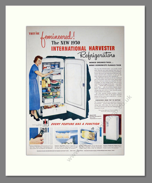 Internaltional Harvester - Refrigerator. Vintage Advert 1950 (ref AD302668)