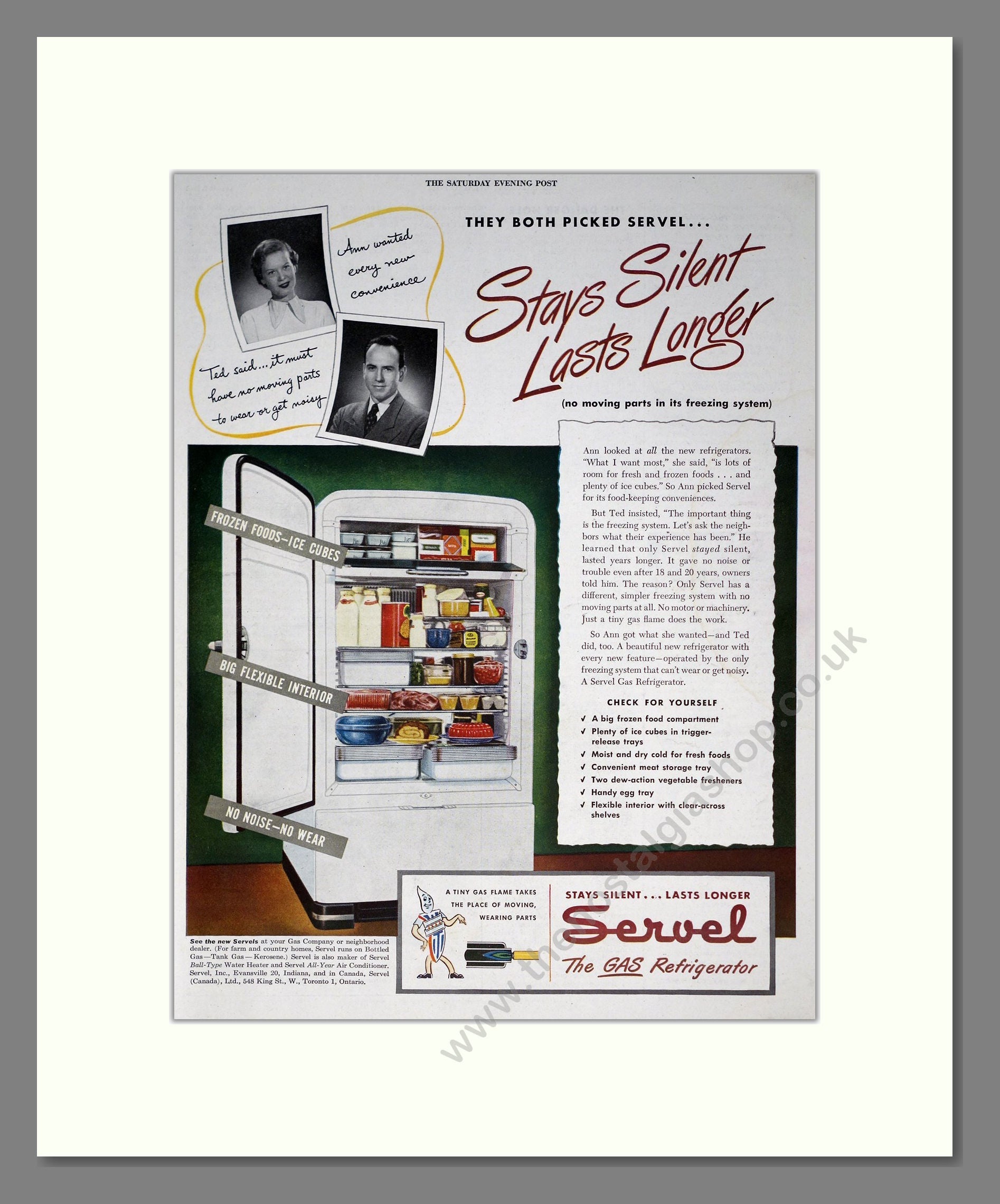 Servel - Refrigerator. Vintage Advert 1948 (ref AD302669)