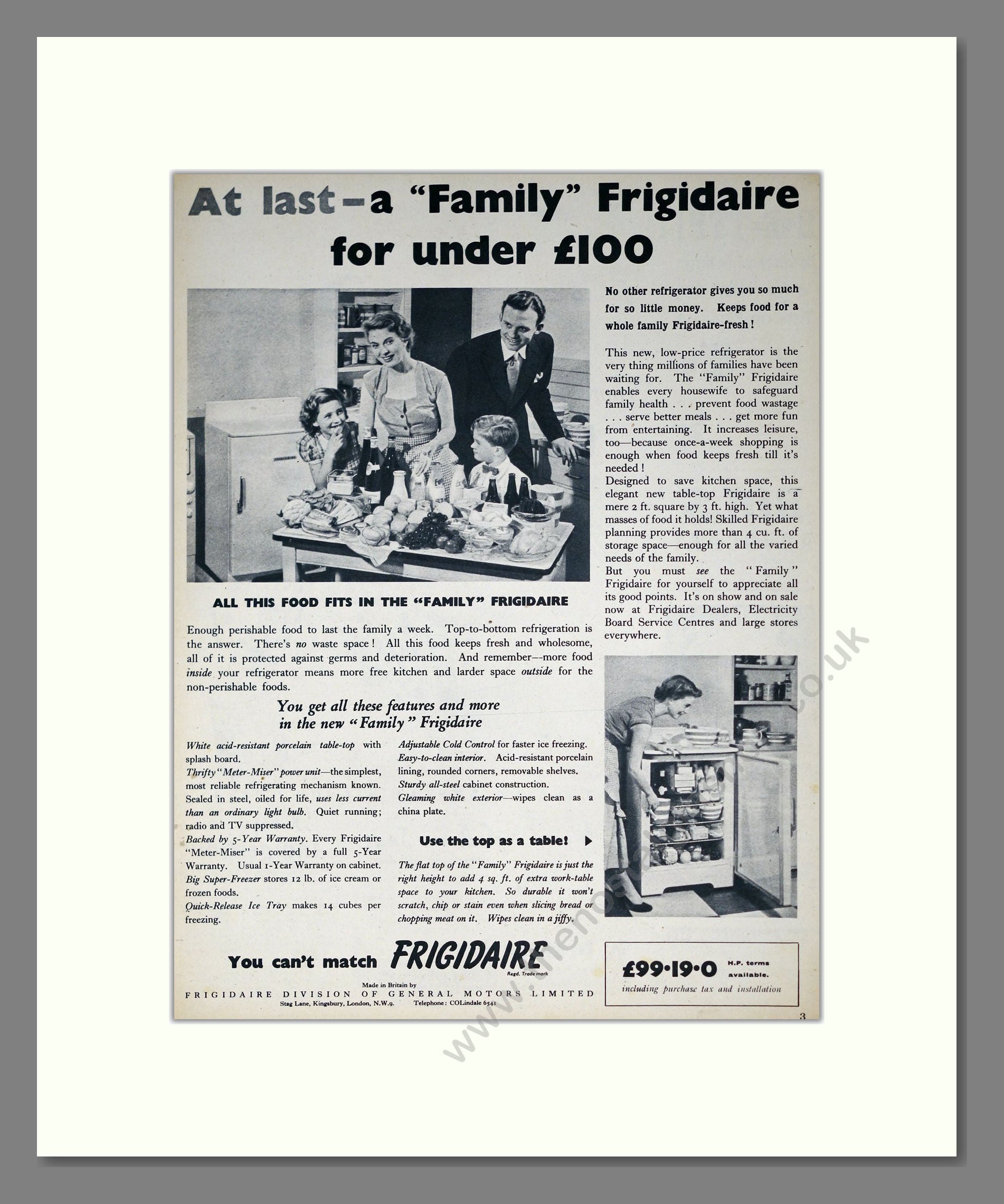 Frigidaire - Refrigerator. Vintage Advert 1953 (ref AD302682)