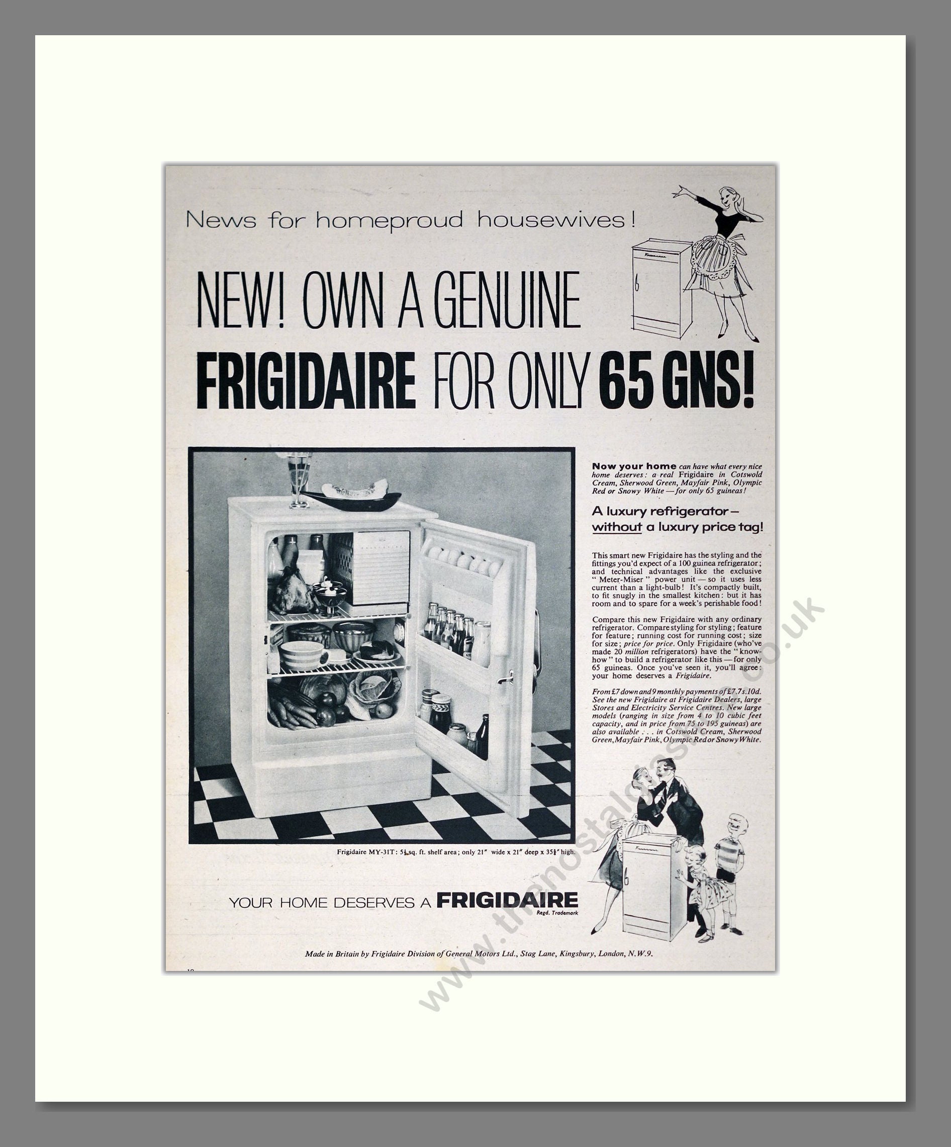 Frigidaire - Refrigerator. Vintage Advert 1957 (ref AD302684)