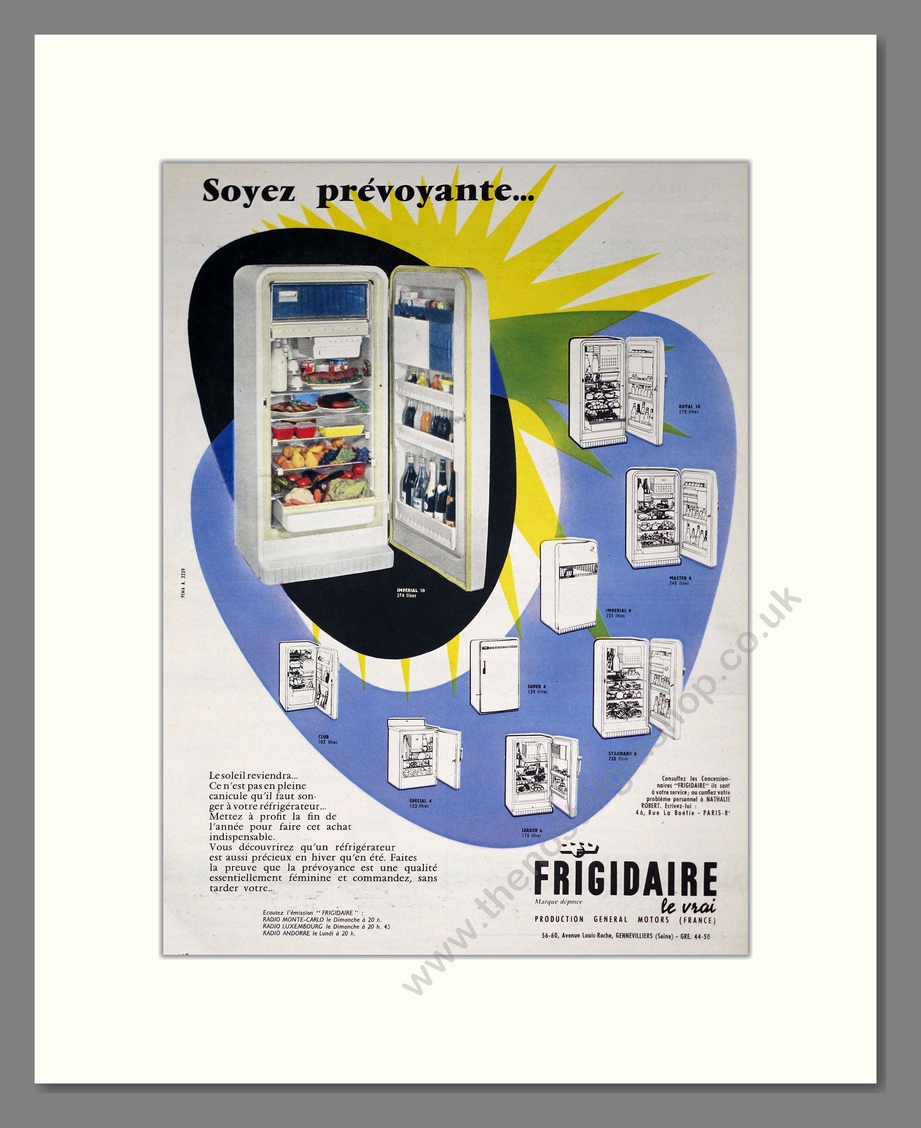 Frigidaire - Refrigerator. Vintage Advert 1957 (ref AD302687)