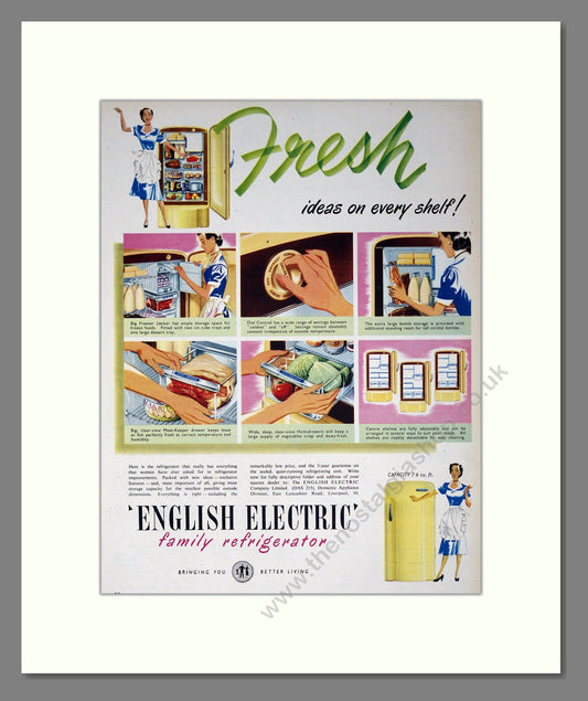 English Electric - Refrigerator. Vintage Advert 1952 (ref AD302699)