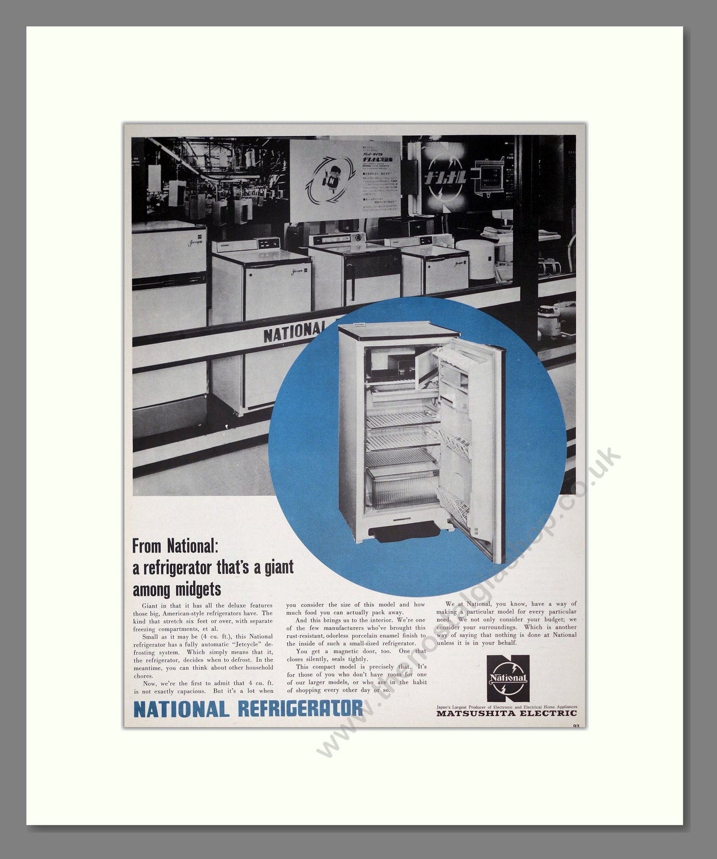 Matsushita Electric - National Refrigerator. Vintage Advert 1965 (ref AD302702)