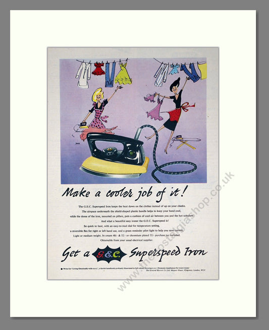 General Electric - Superspeed Iron. Vintage Advert 1958 (ref AD302703)