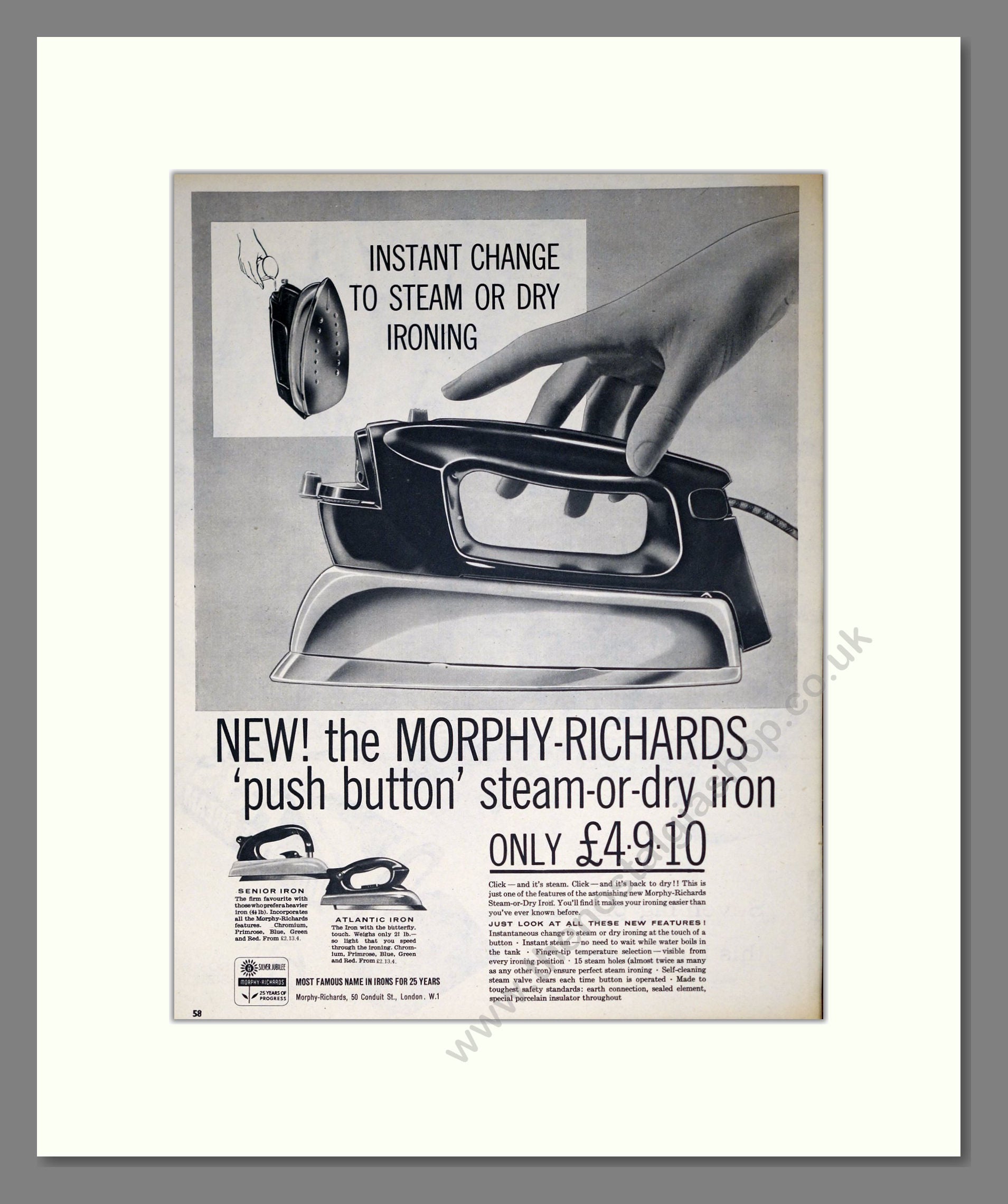 Morphy Richards - Irons. Vintage Advert 1961 (ref AD302705)