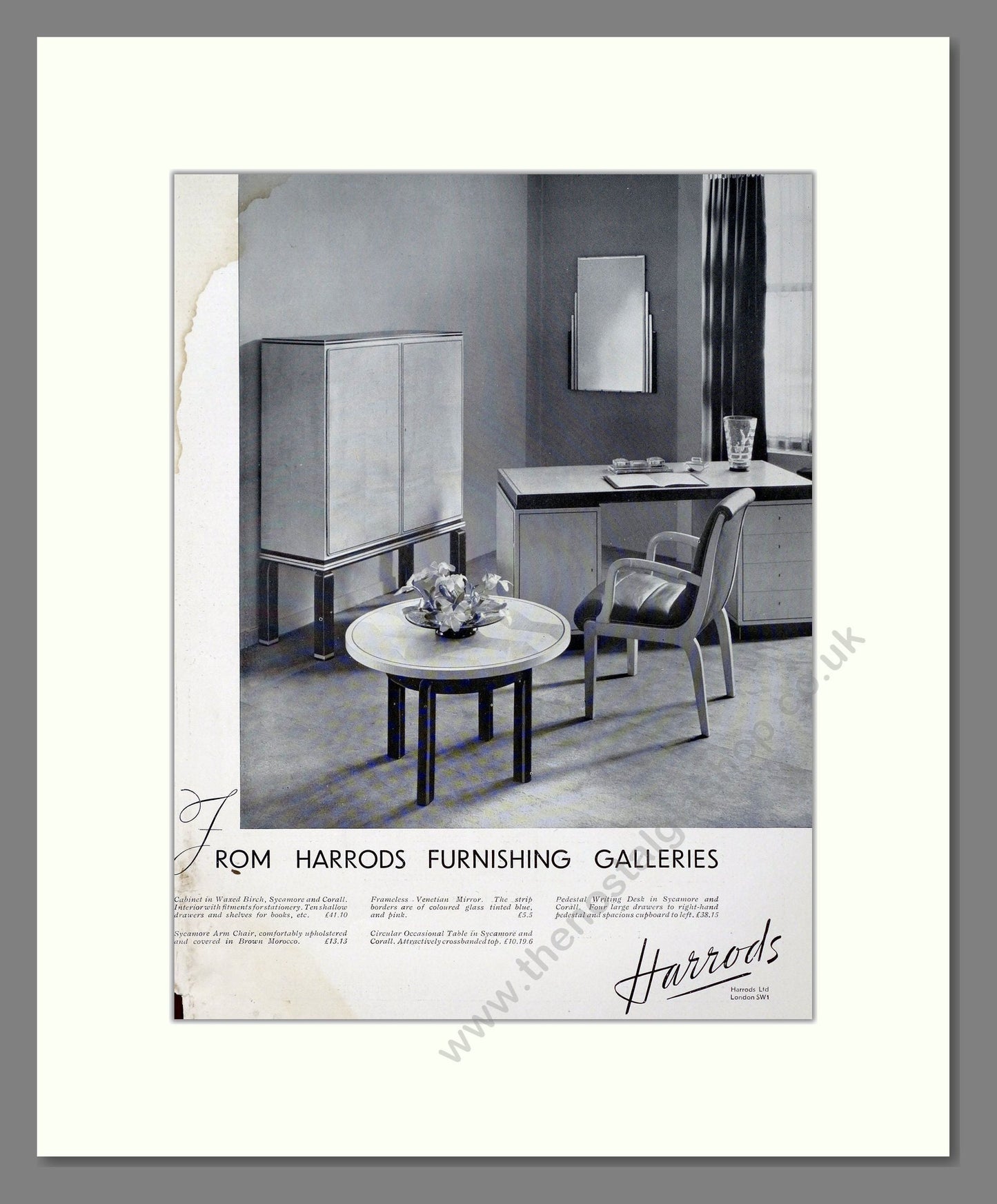 Harrods - Furnishing Galleries. Vintage Advert 1935 (ref AD302722)