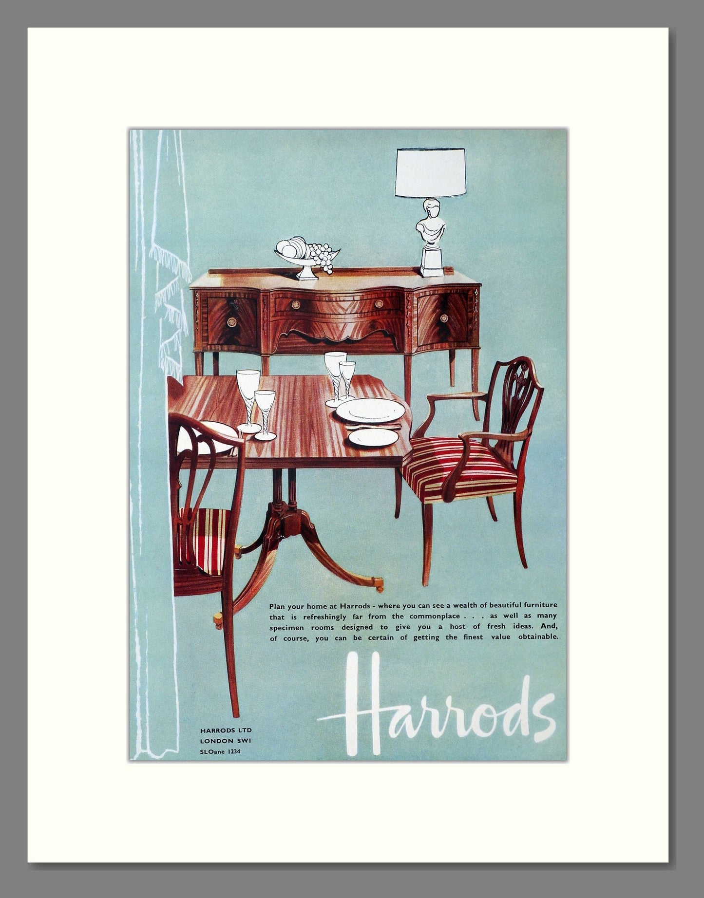 Harrods - Furniture. Vintage Advert 1959 (ref AD302725)