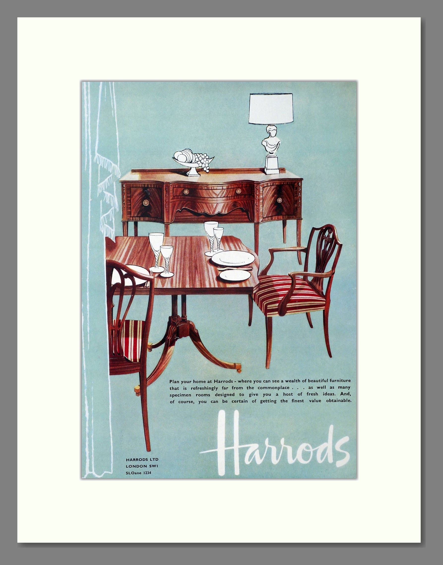 Harrods - Furniture. Vintage Advert 1959 (ref AD302725)