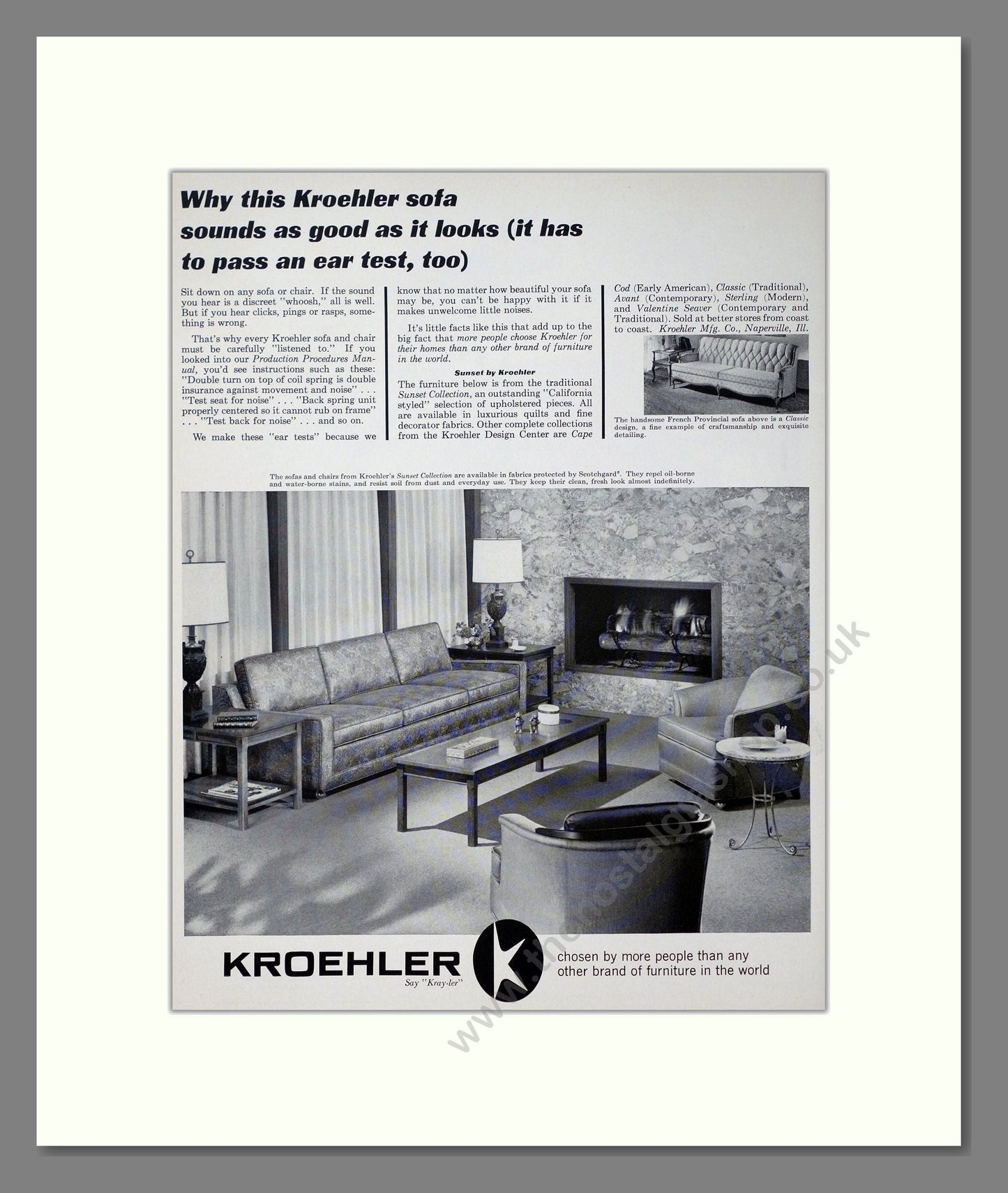 Kroehler - Sofas. Vintage Advert 1963 (ref AD302728)