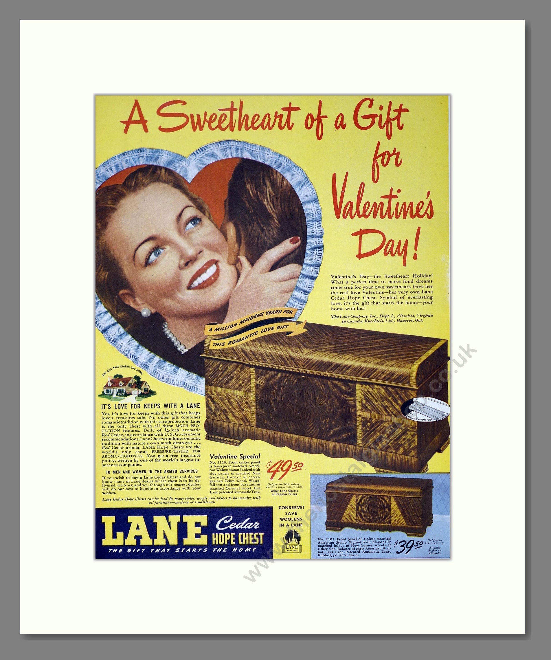 Lane - Hope Chest. Vintage Advert 1946 (ref AD302730)