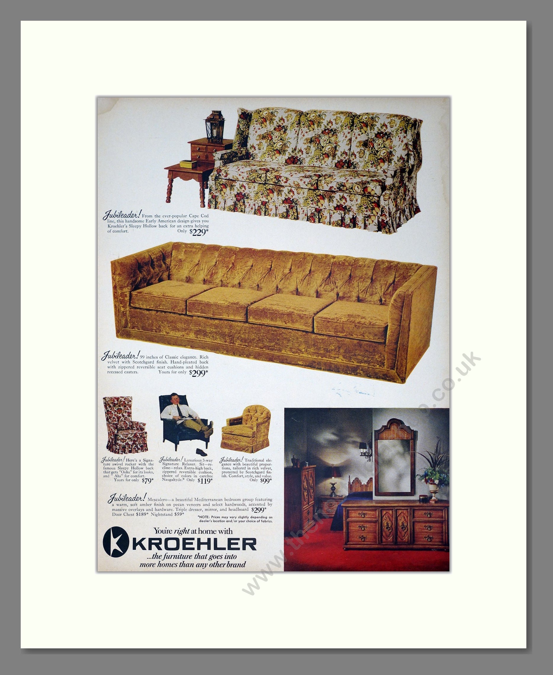 Kroehler - Sofas. Vintage Advert 1968 (ref AD302731)