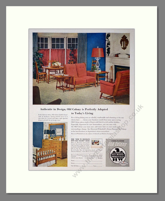 Heywood Wakefield - Old Colony Furniture. Vintage Advert 1955 (ref AD302733)