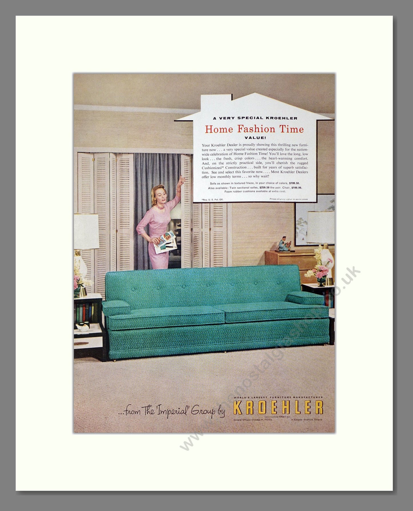 Kroehler - Sofas. Vintage Advert 1955 (ref AD302734)