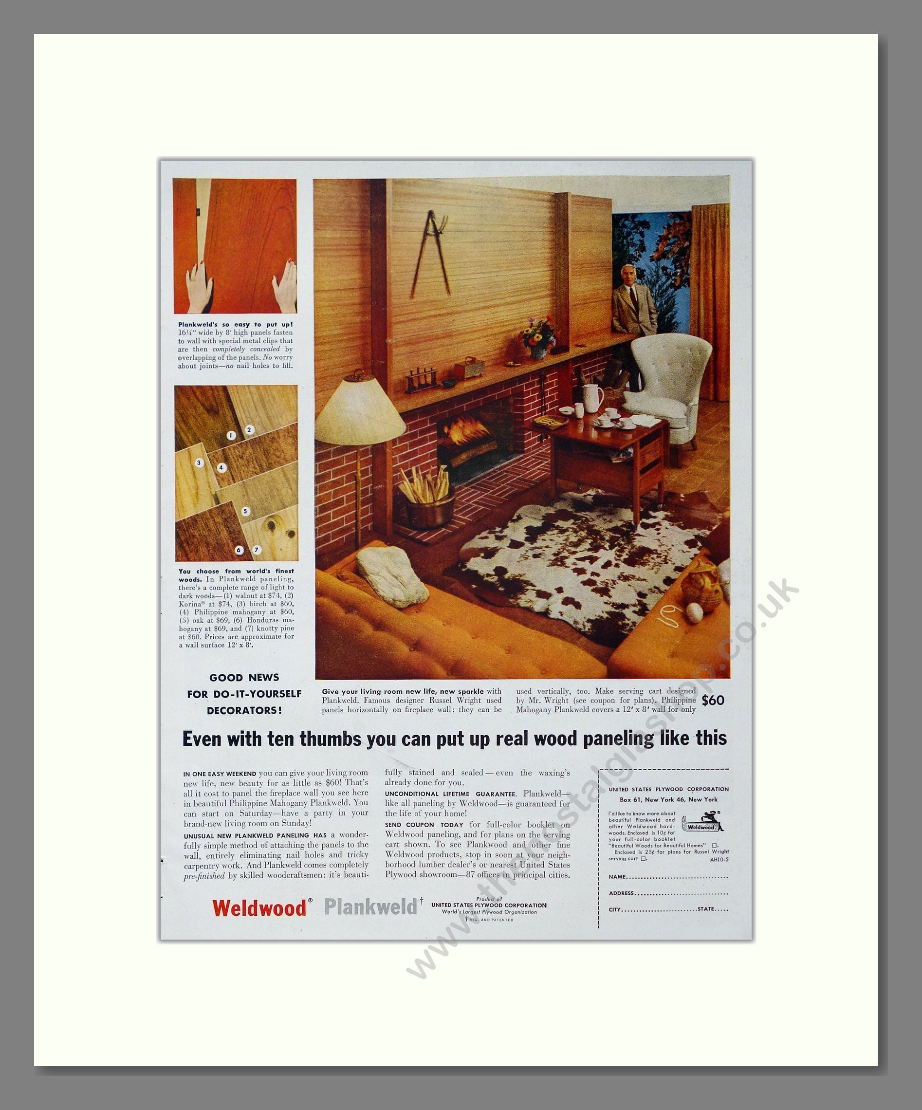 Weldwood - Plankweld Wood Panels. Vintage Advert 1955 (ref AD302735)