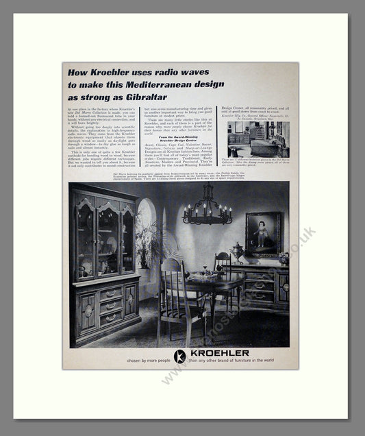 Kroehler - Mediterranean Furniture. Vintage Advert 1964 (ref AD302737)