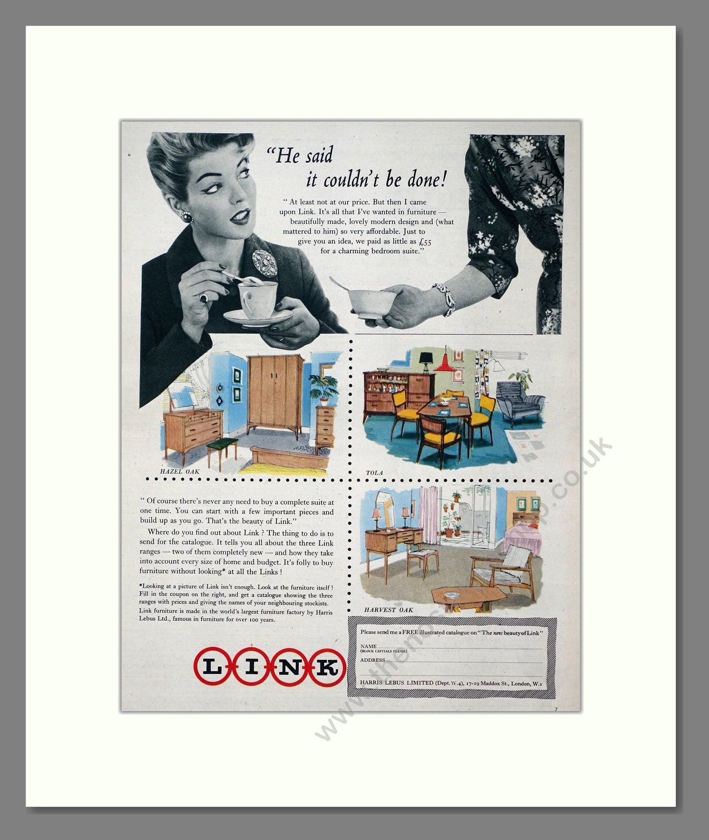 Link - Furniture. Vintage Advert 1957 (ref AD302751)