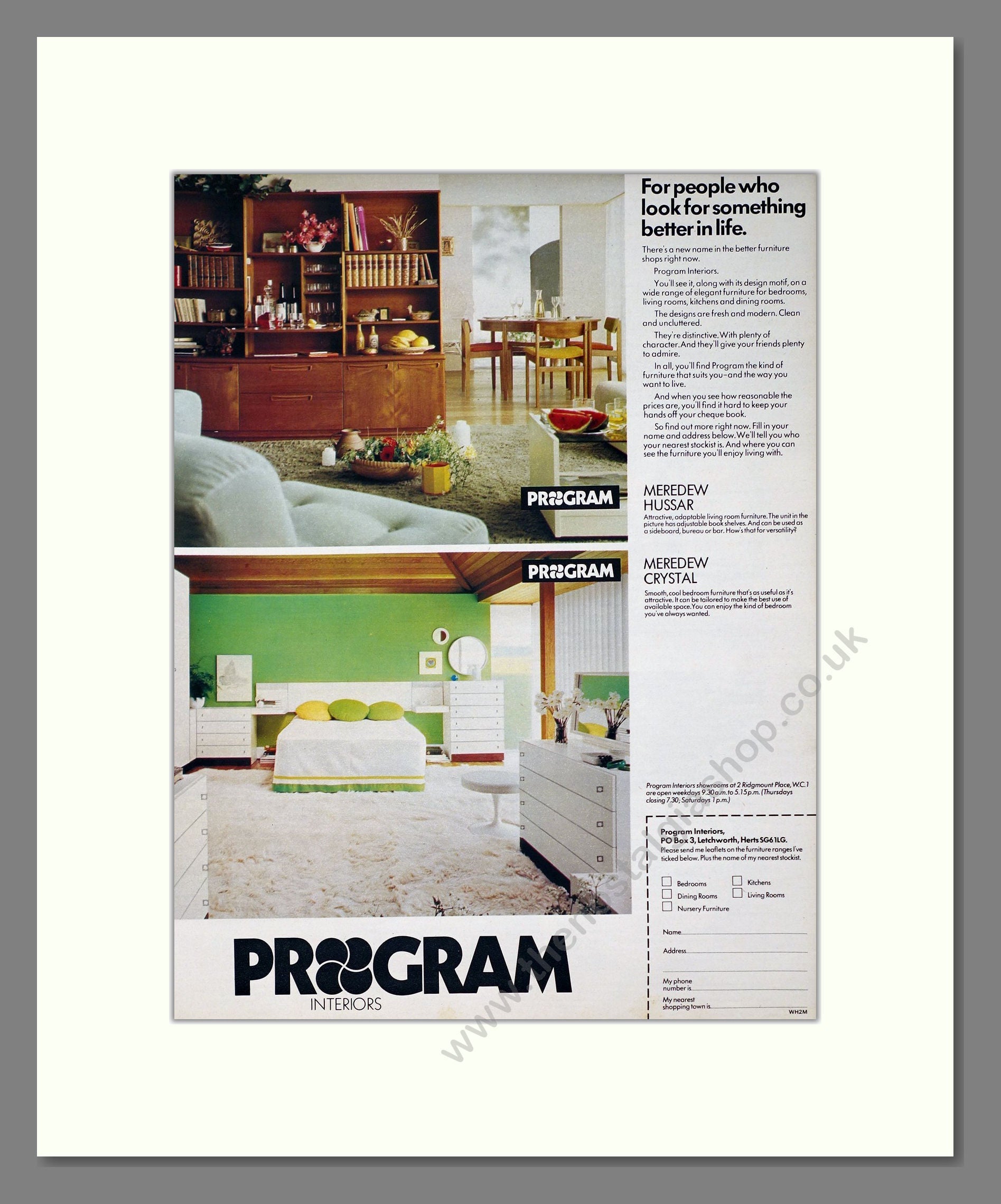 Program - Furniture Sets. Vintage Advert 1973 (ref AD302763)