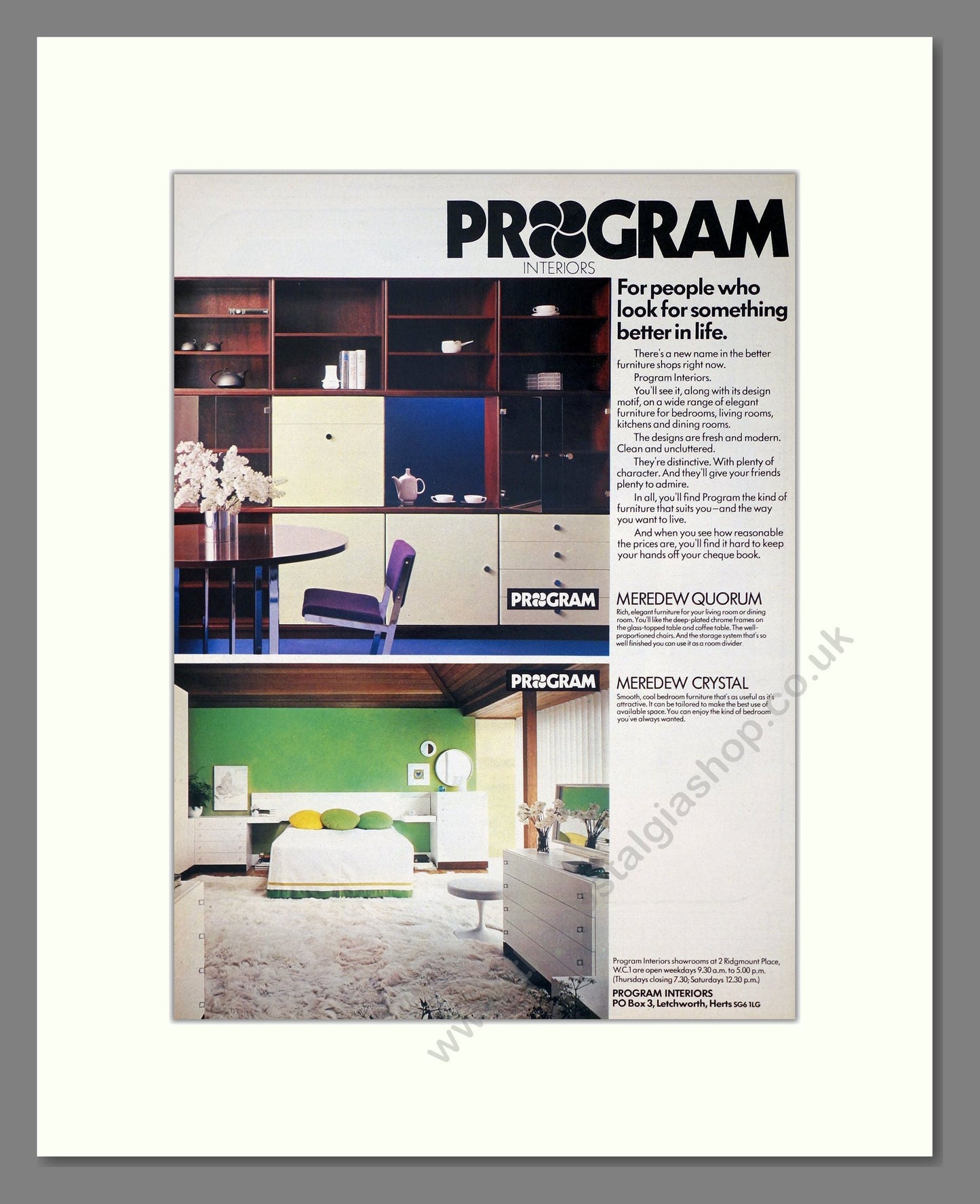 Program - Furniture Sets. Vintage Advert 1973 (ref AD302764)