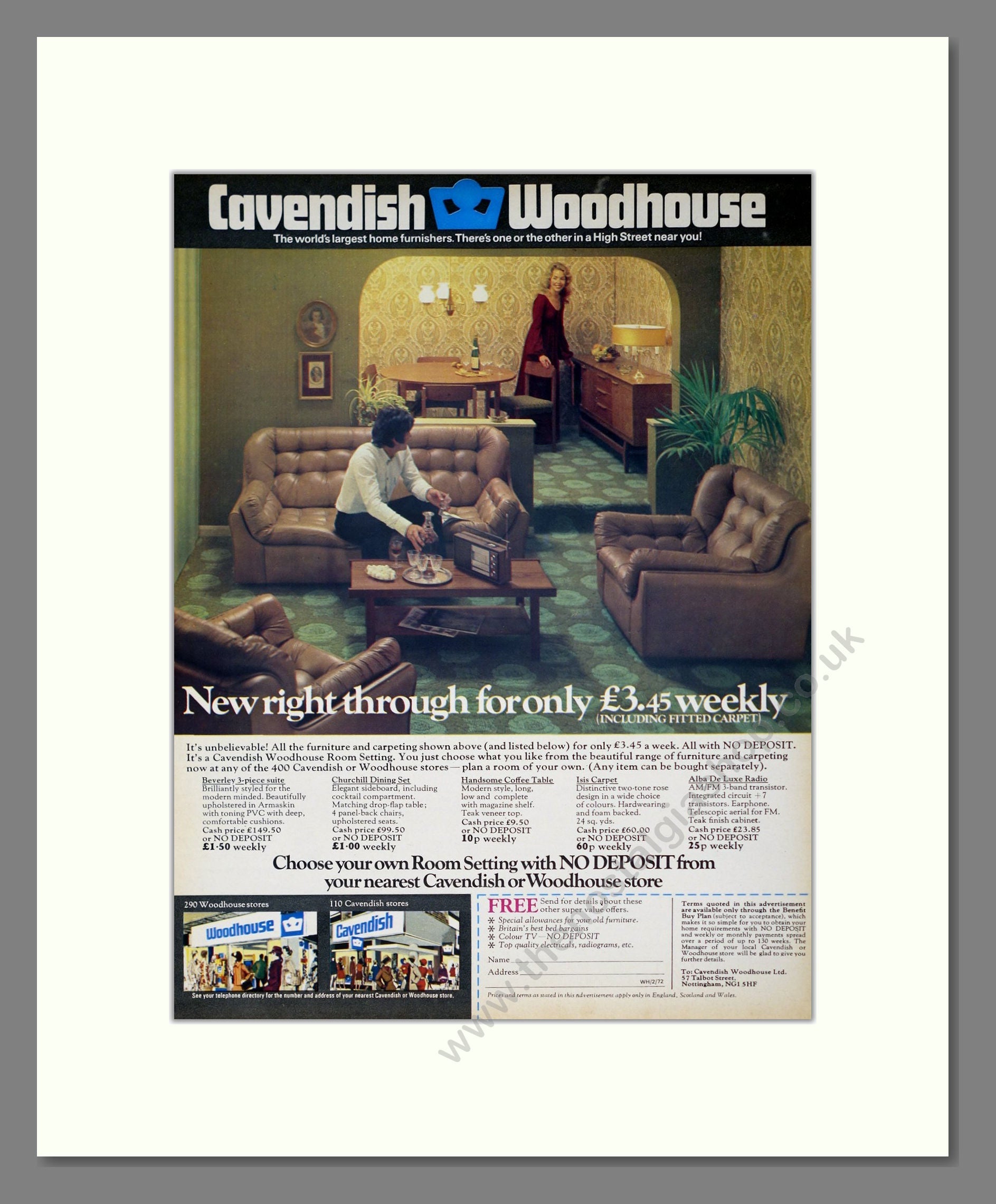 Cavendish Woodhouse - Furniture Sets. Vintage Advert 1972 (ref AD302766)